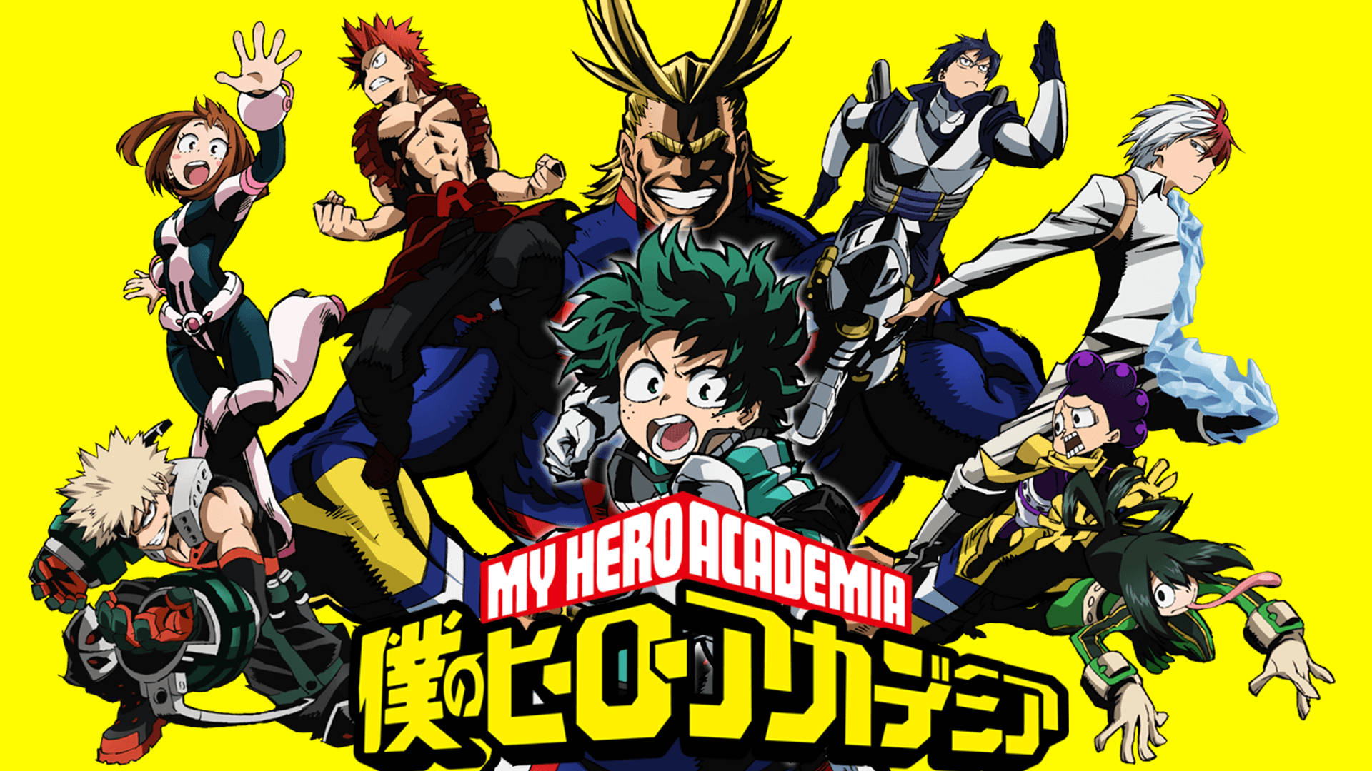 My Hero Academia Logo, yellow, anime heroes, Full HD Desktop Wallpaper
