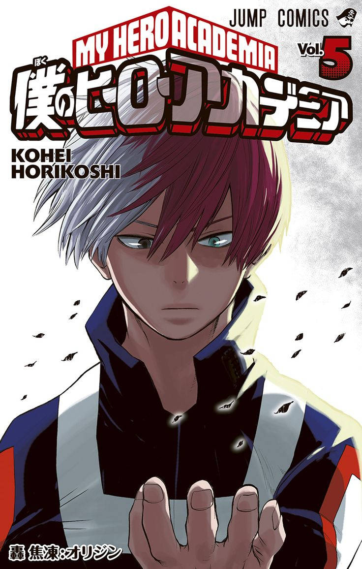 My Hero Academia Logo, volume 5, silver and red hair, SD Phone Wallpaper