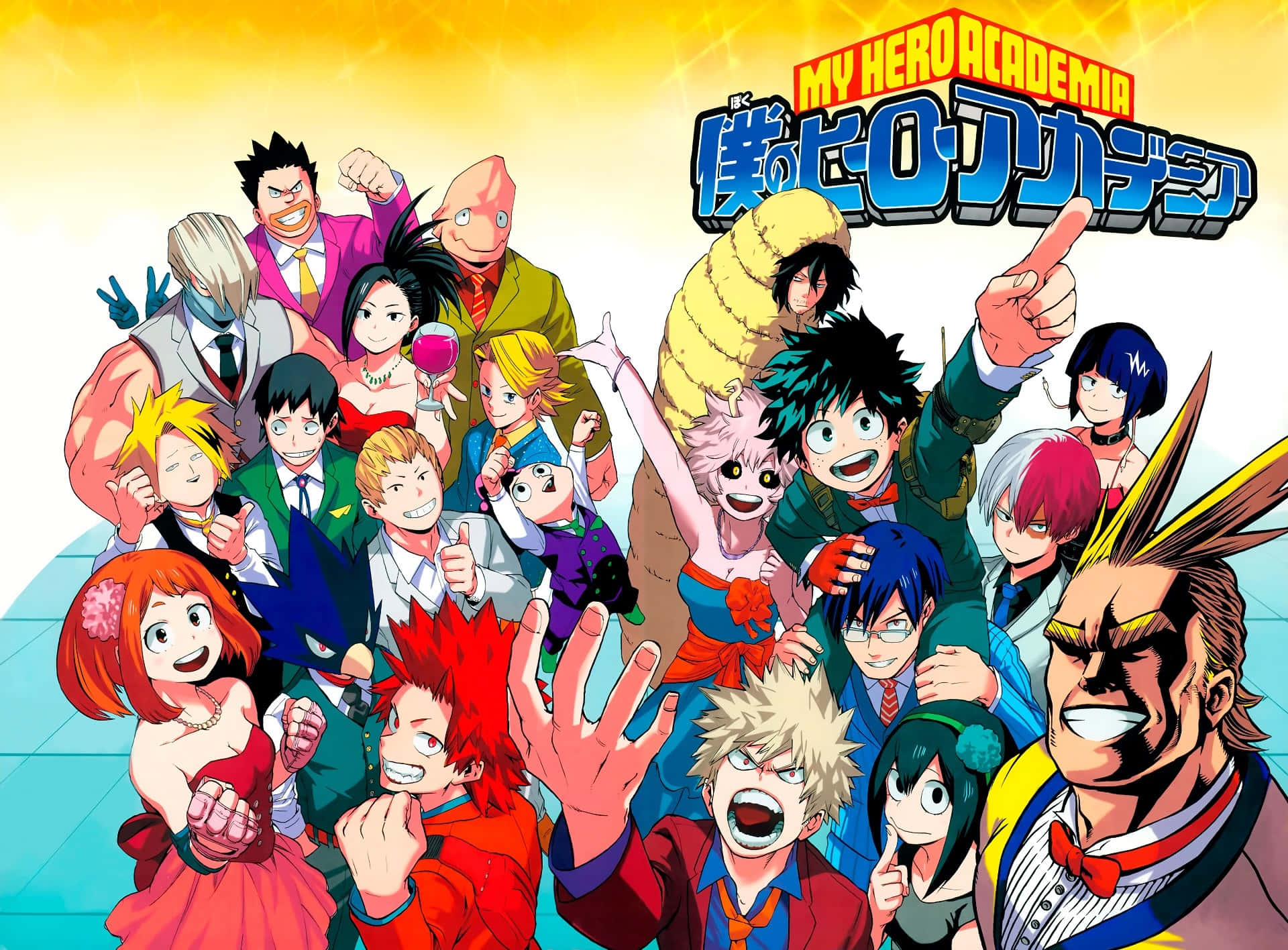 My Hero Academia, group pose, vibrant anime characters, Full HD Desktop Wallpaper