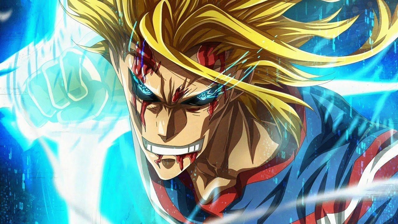 My Hero Academia, golden hair, glowing blue eyes, HD Desktop Wallpaper