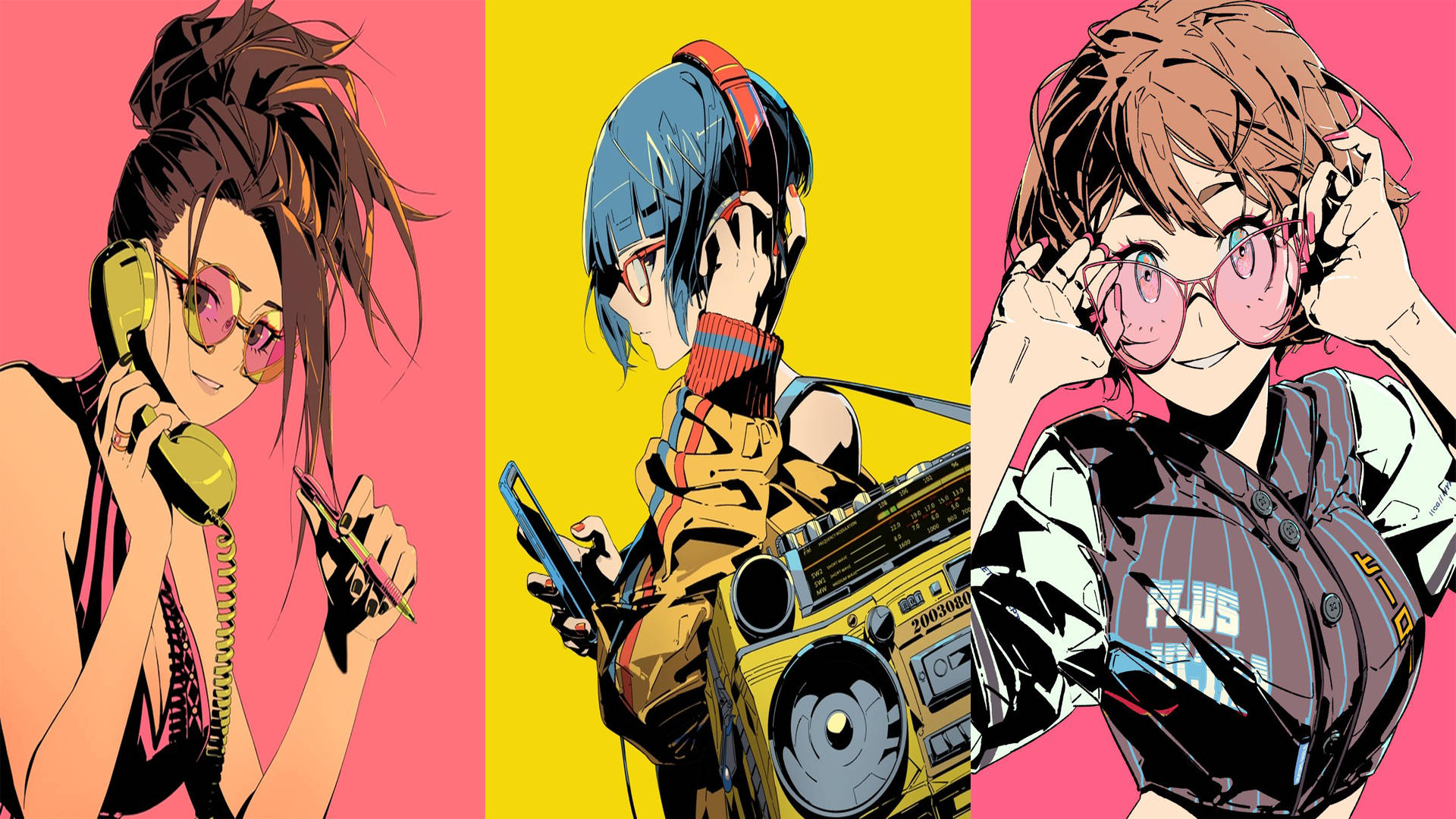 My Hero Academia, retro tech, boomboxes, Full HD Desktop Wallpaper