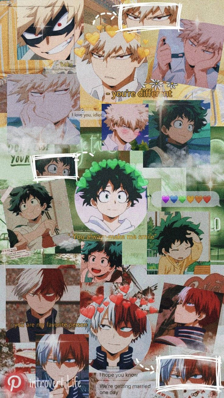 My Hero Academia, colorful aesthetic, anime collage, HD Phone Wallpaper