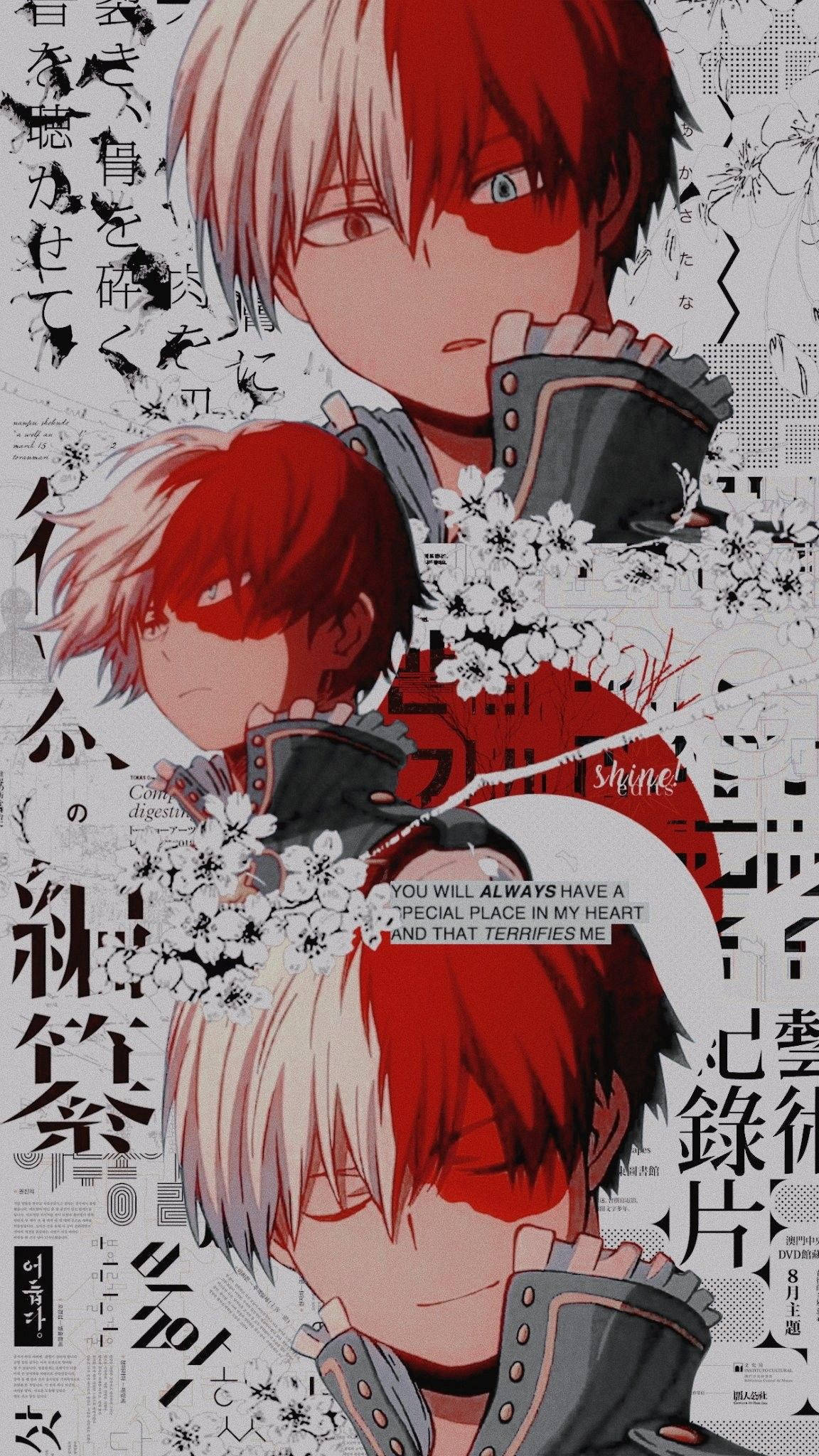 Todoroki, cherry blossoms, My Hero Academia, Full HD Phone Wallpaper