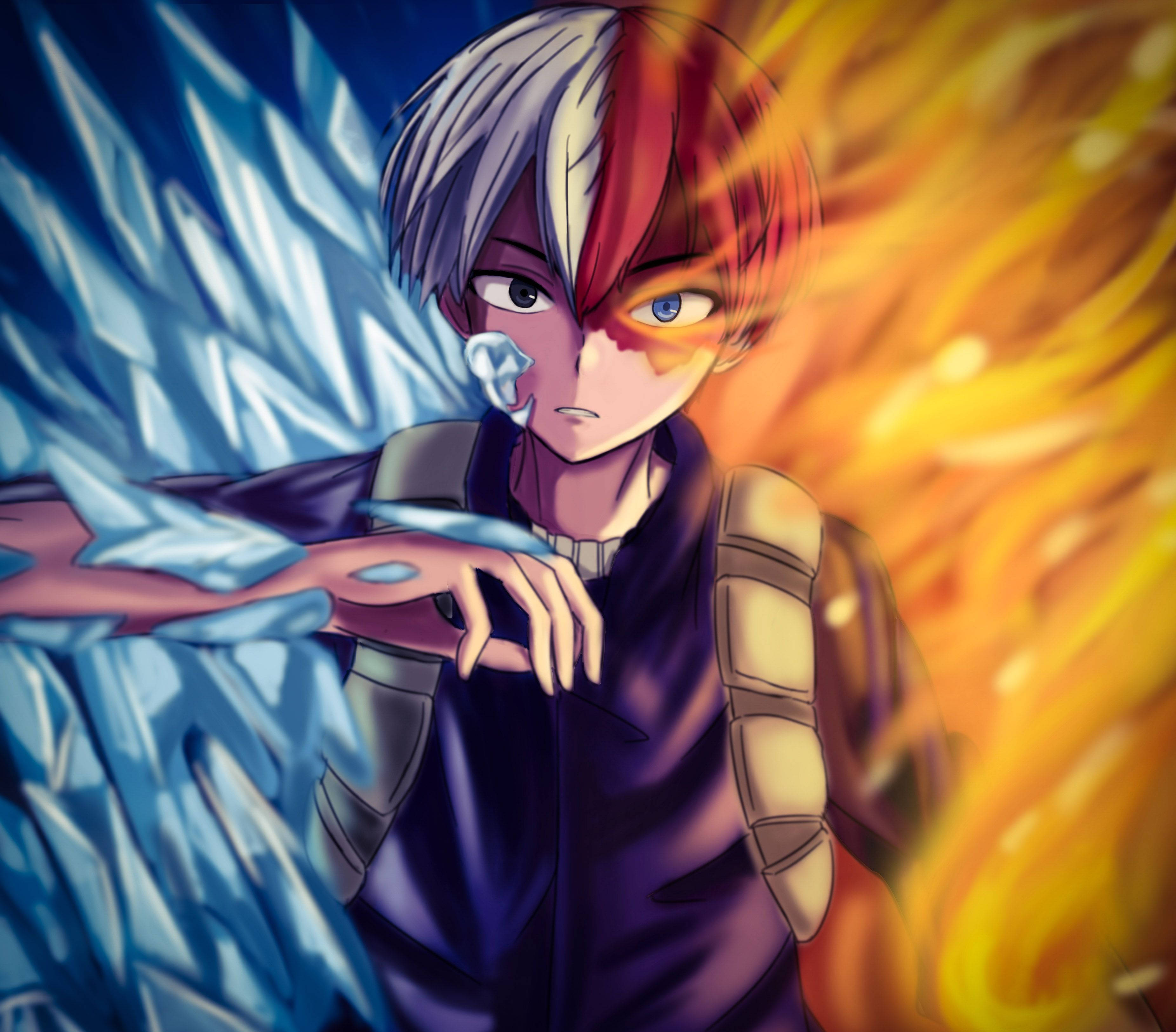 My Hero Academia, Todoroki, half red half silver hair, 2K Desktop Wallpaper