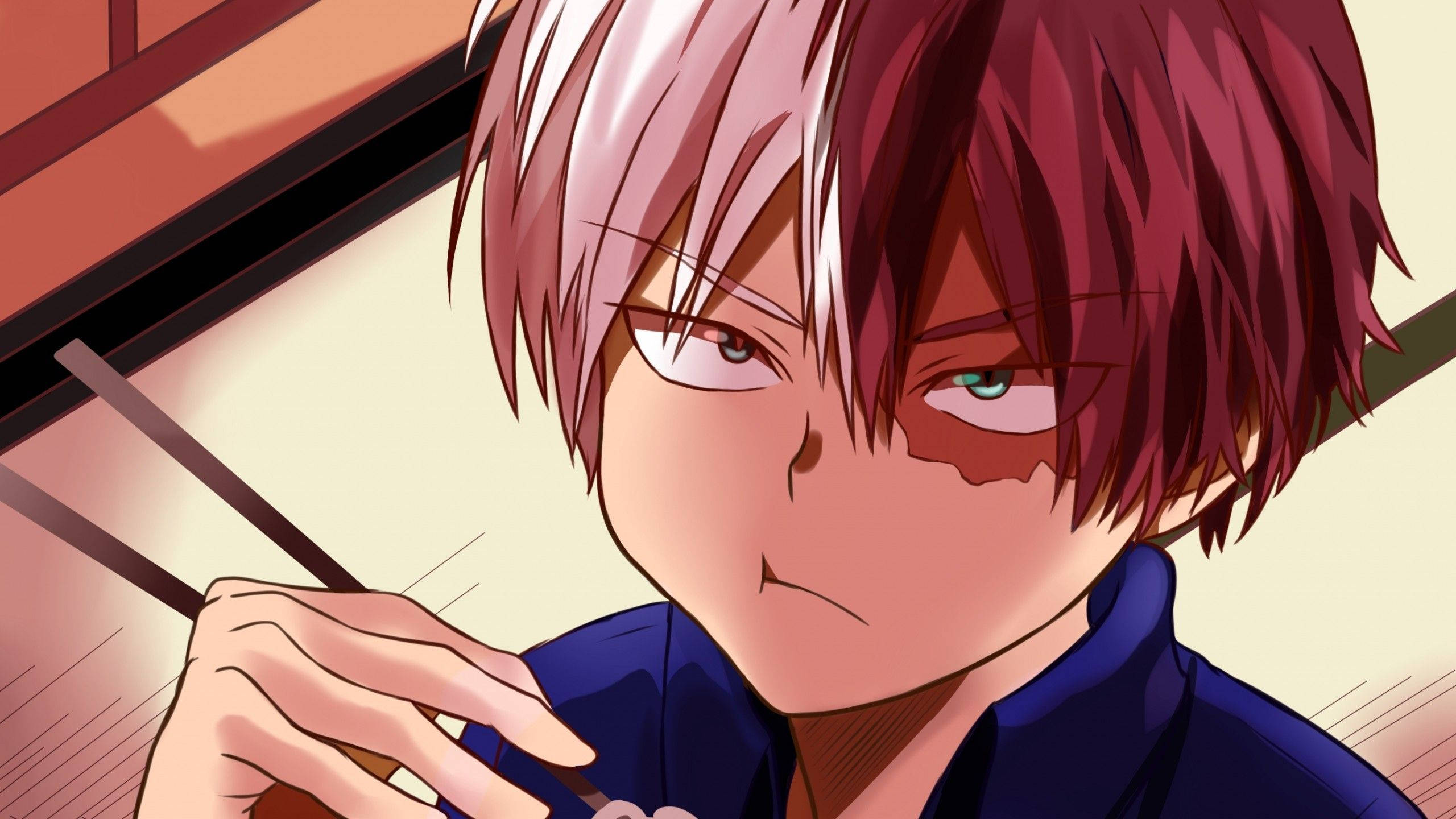 My Hero Academia, Todoroki, half-pink half-red hair, 2K Desktop Wallpaper