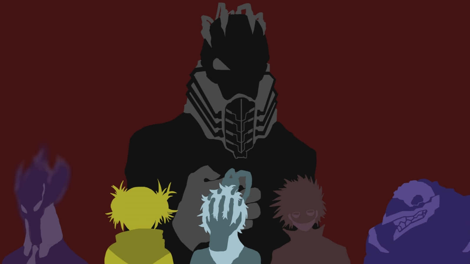My Hero Academia, silhouetted anime characters, towering armored figure, HD Desktop Wallpaper