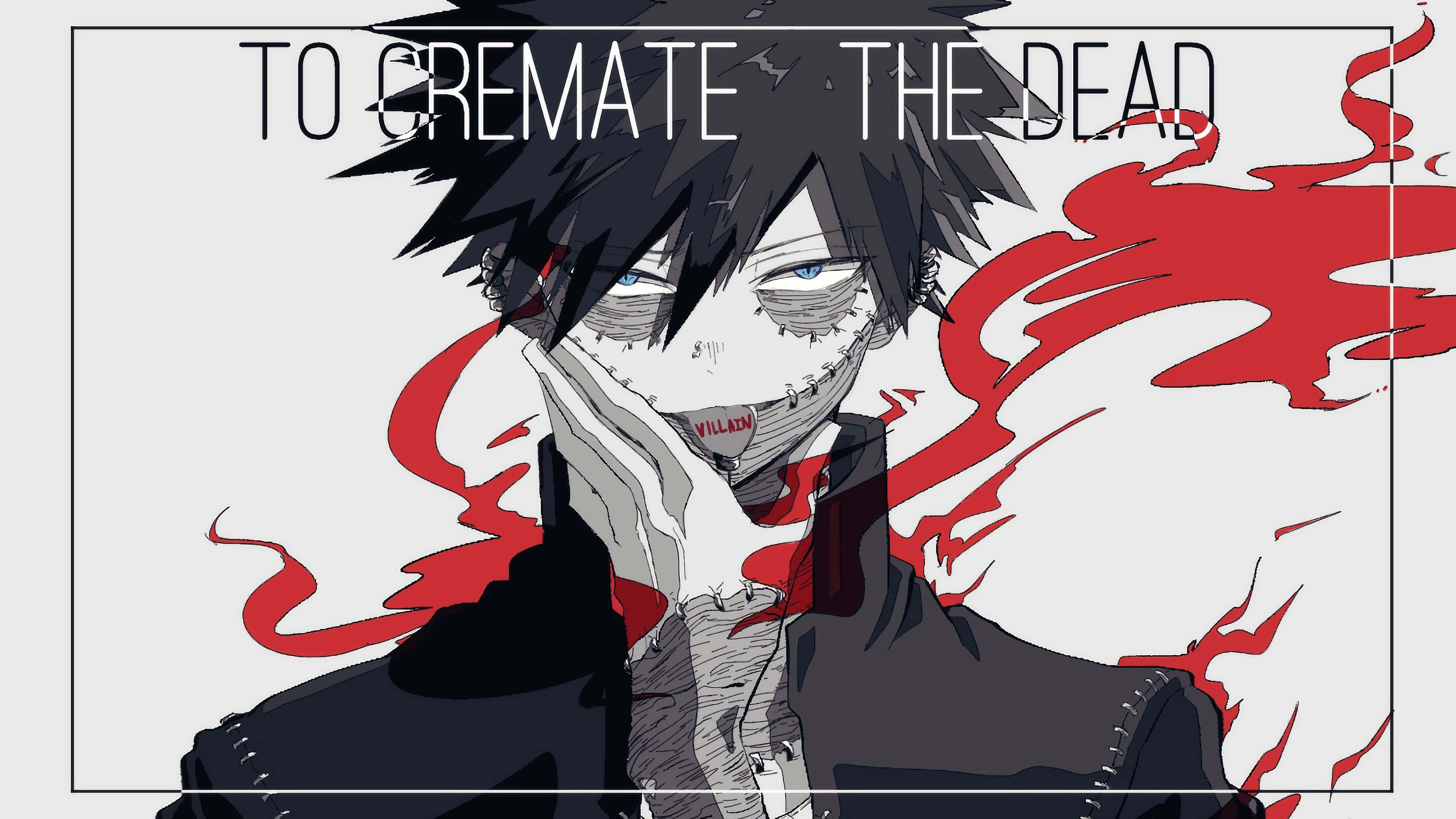 My Hero Academia Villain, blue eyes, red flames, 4K Desktop Wallpaper