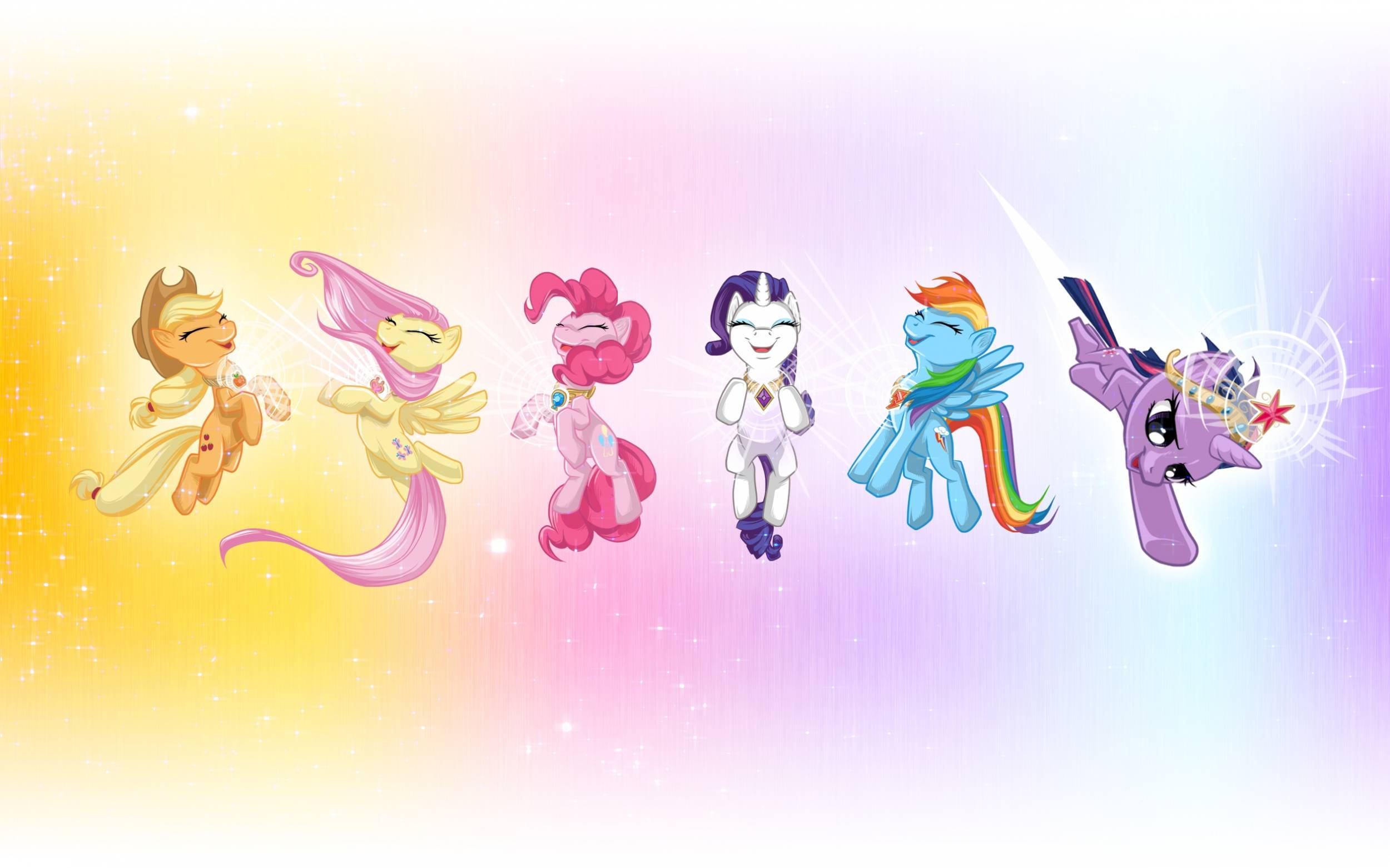 My Little Pony, colorful cartoon ponies, radiant gradient sky, Full HD Desktop Wallpaper