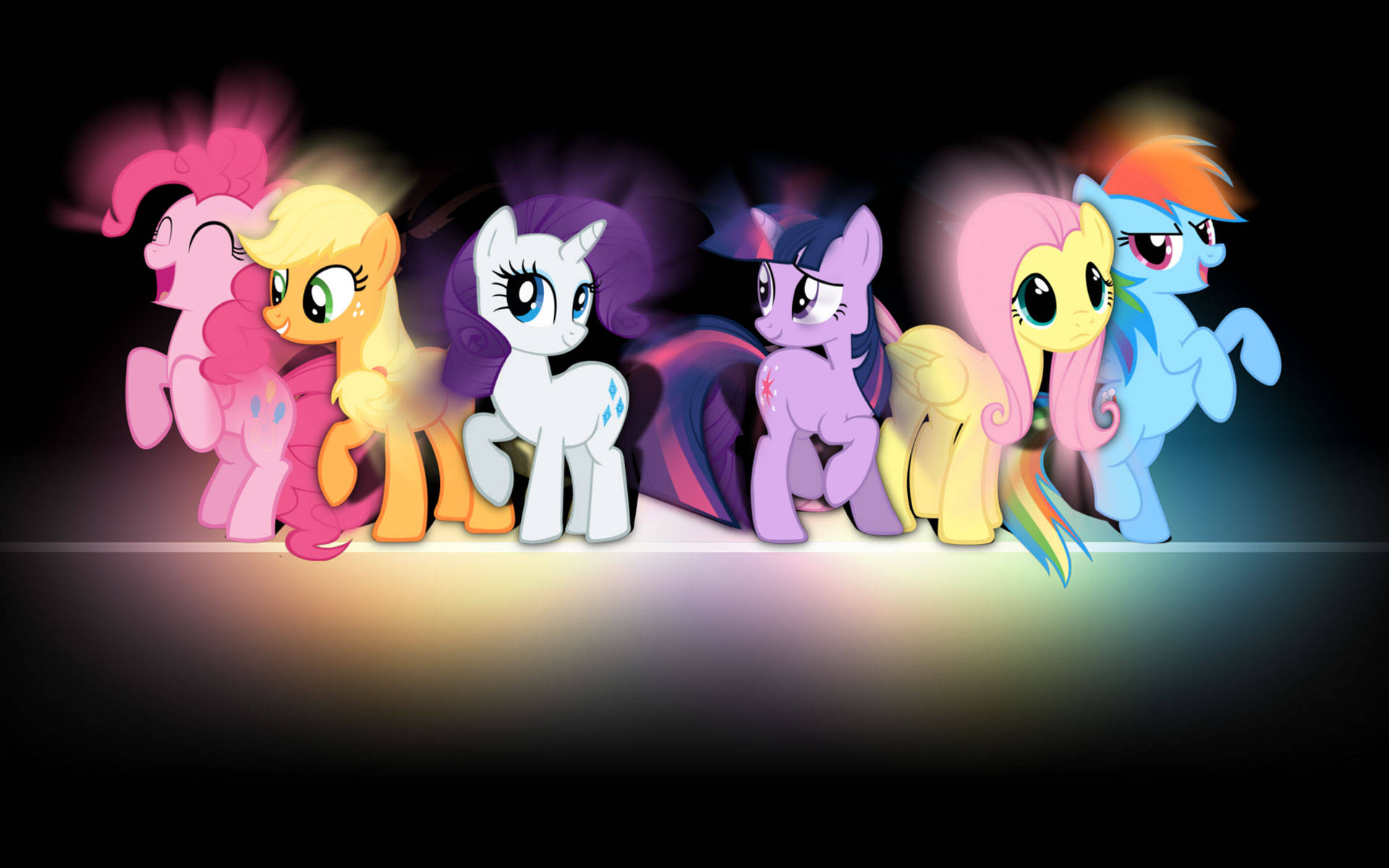 My Little Pony, black, colorful cartoon ponies, Full HD Desktop Wallpaper