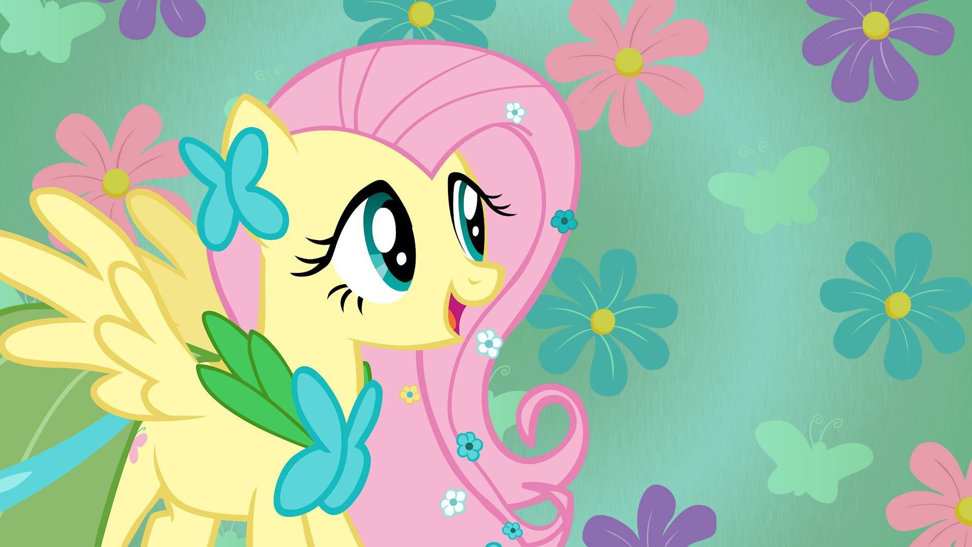 My Little Pony, pink hair, blue butterfly accessories, Full HD Desktop Wallpaper