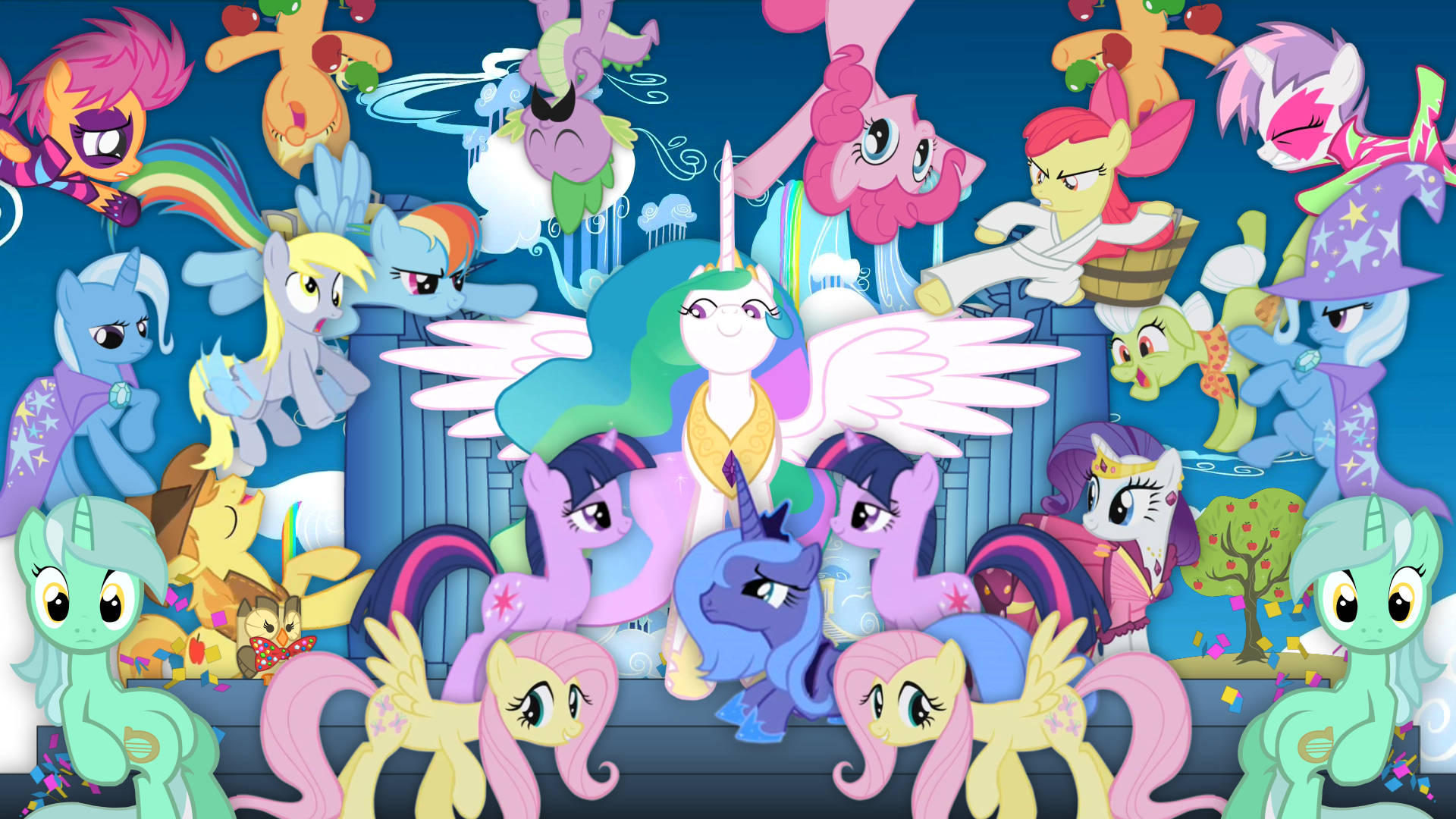 My Little Pony, desktop, colorful poses, Full HD Desktop Wallpaper