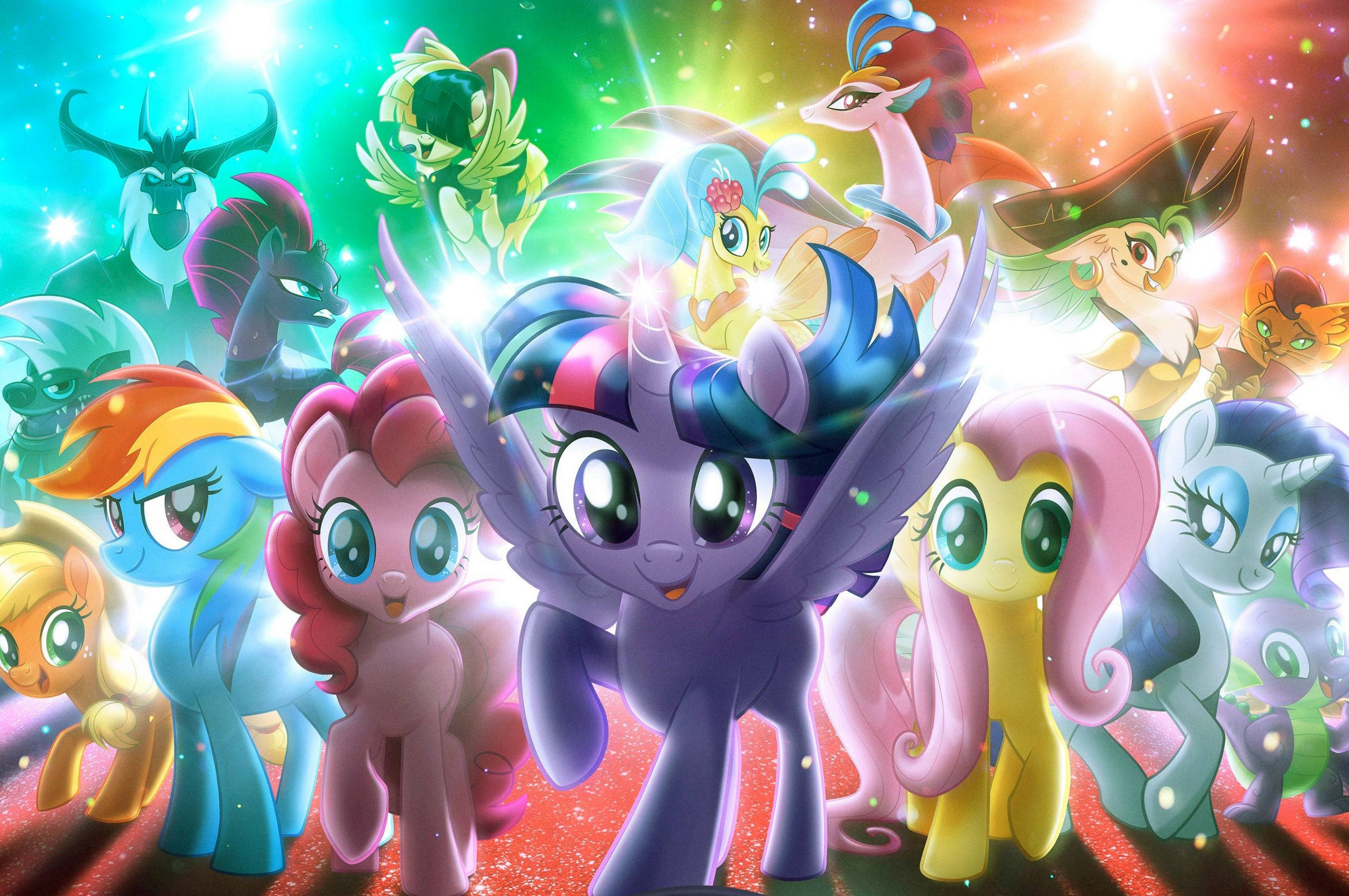 My Little Pony, cosmic background, glowing eyes, 2K Desktop Wallpaper