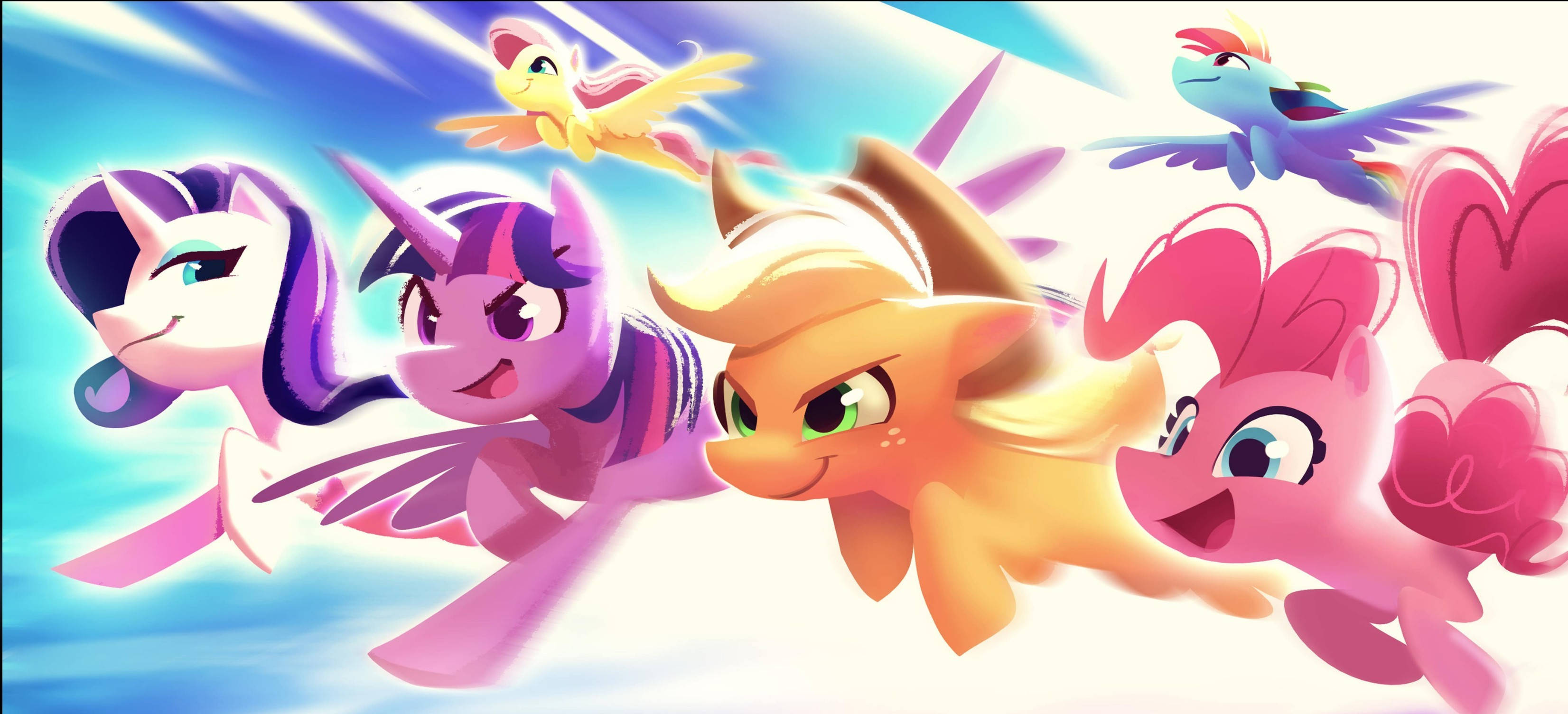 My Little Pony, desktop, five colorful cartoon ponies, 2K Desktop Wallpaper
