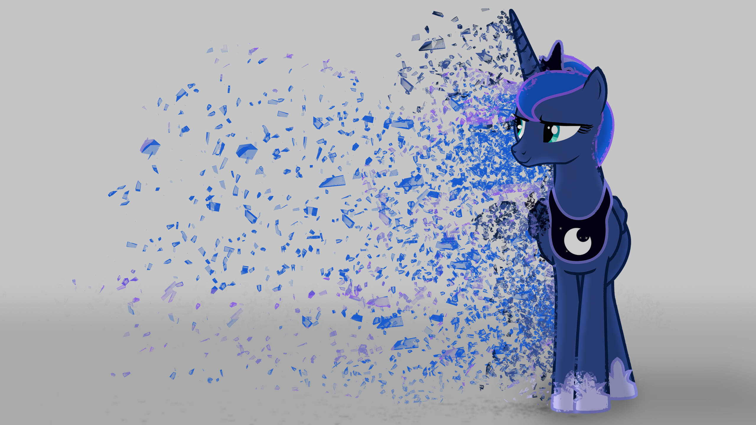 My Little Pony, blue aesthetic, crescent moon symbol, 2K Desktop Wallpaper