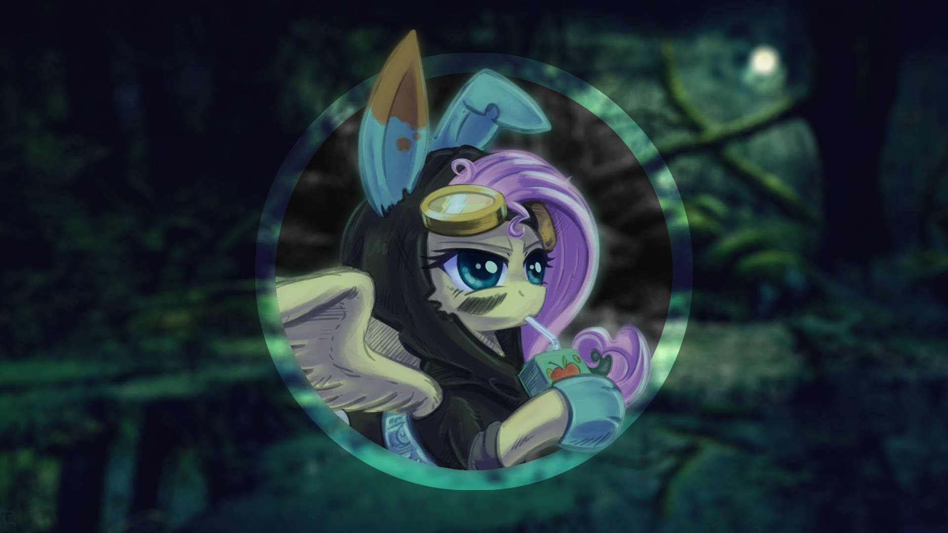 My Little Pony, purple-haired anime pony, bunny ears, Full HD Desktop Wallpaper