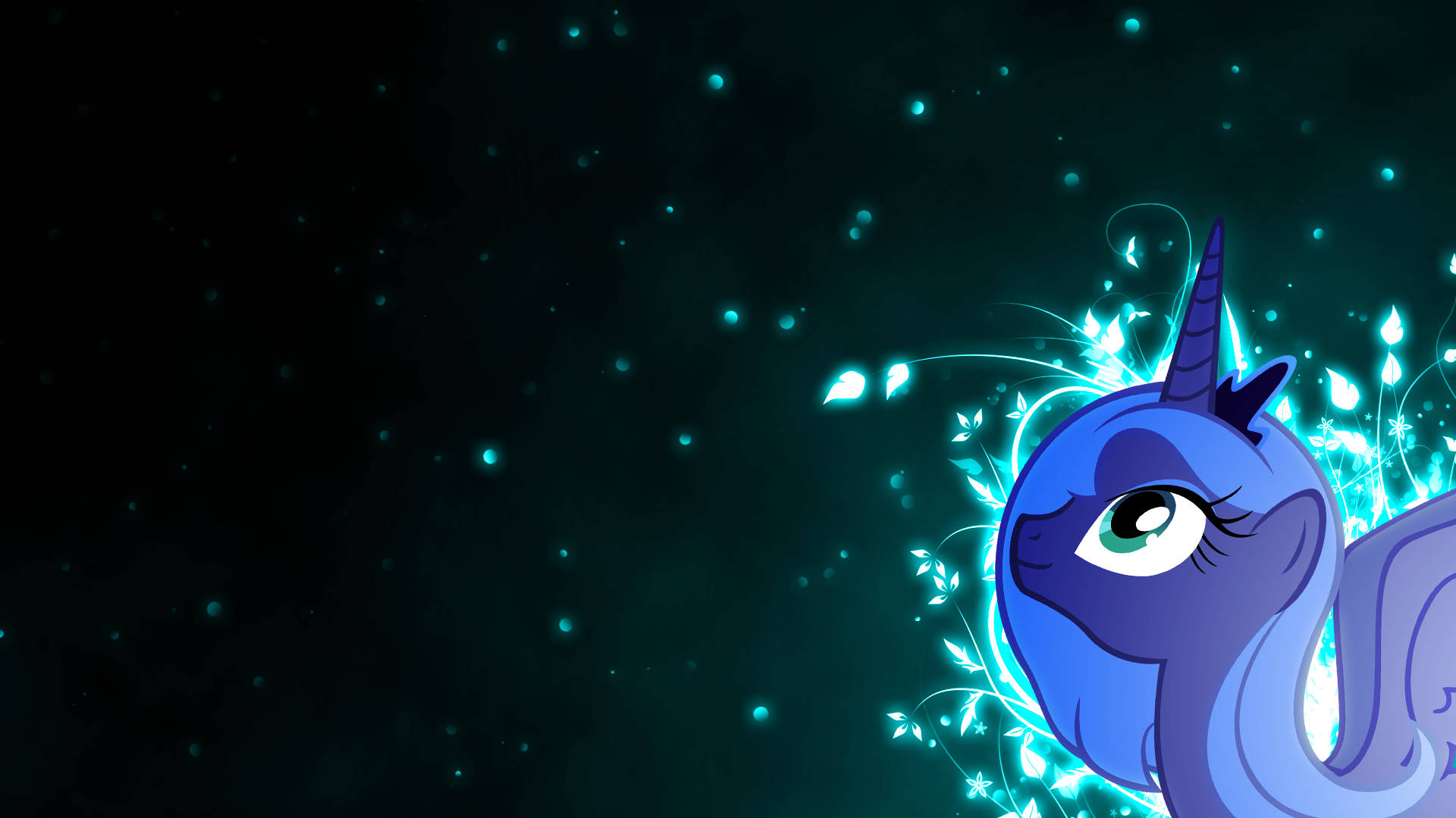 My Little Pony, blue unicorn, glowing cyan magic swirls, Full HD Desktop Wallpaper