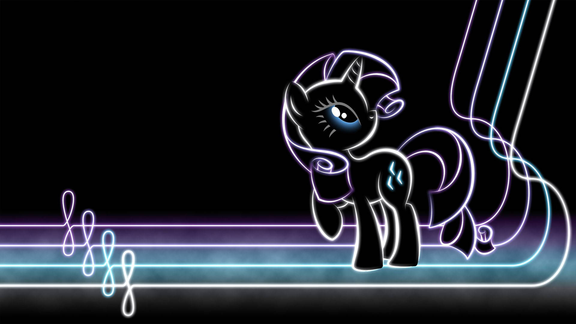 My Little Pony, neon outline, black pony, Full HD Desktop Wallpaper