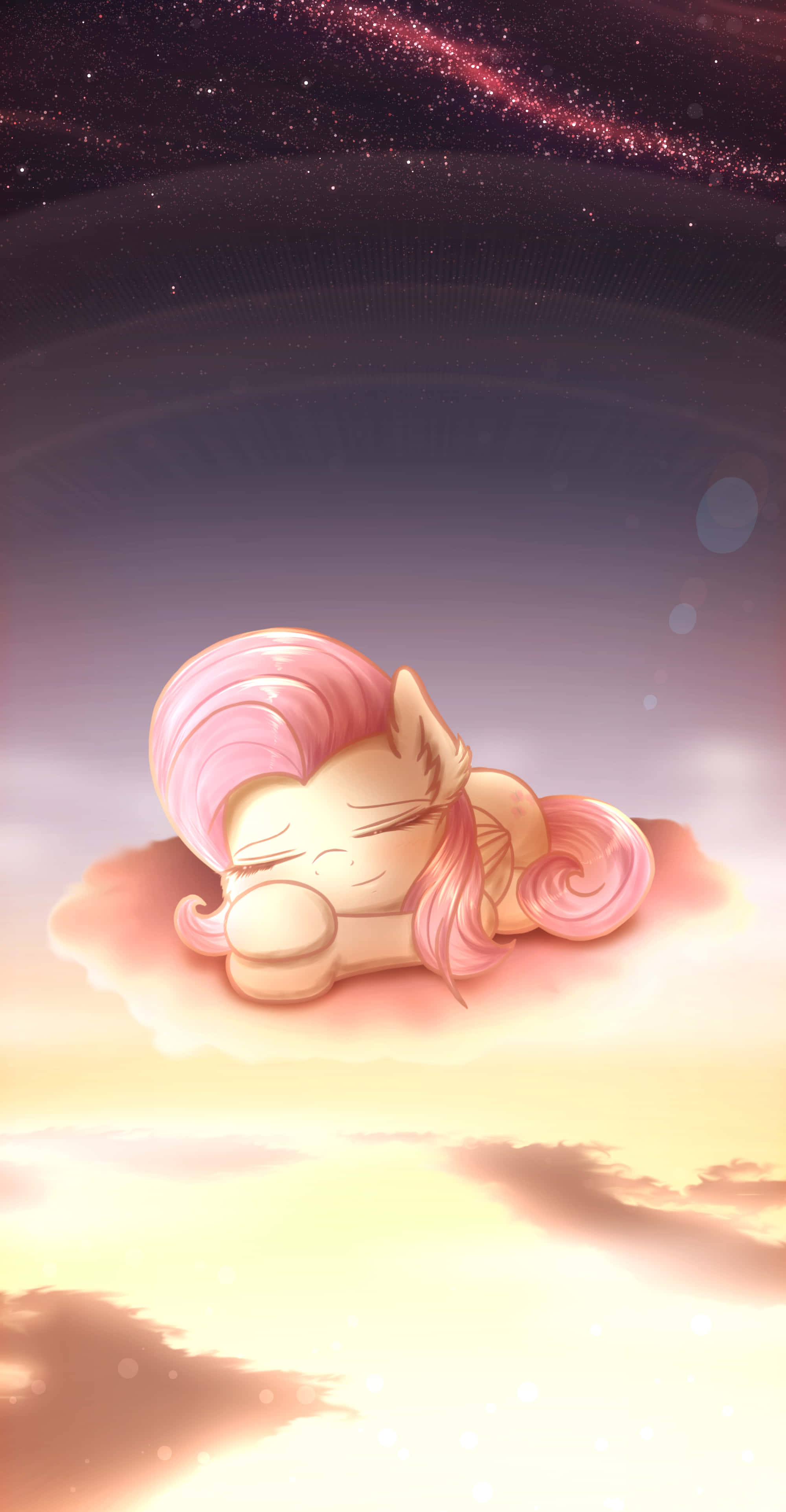 Dreamy Pony Nap, pink-haired pony, fluffy cloud, 4K Phone Wallpaper