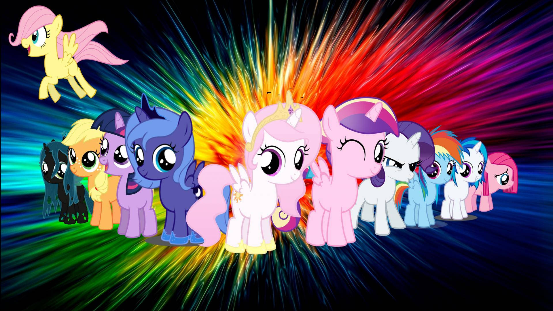 My Little Pony, rainbow explosion, colorful My Little Pony characters, Full HD Desktop Wallpaper