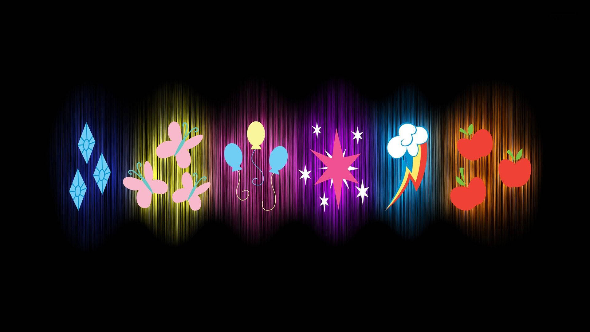My Little Pony, cutie marks, neon, Full HD Desktop Wallpaper