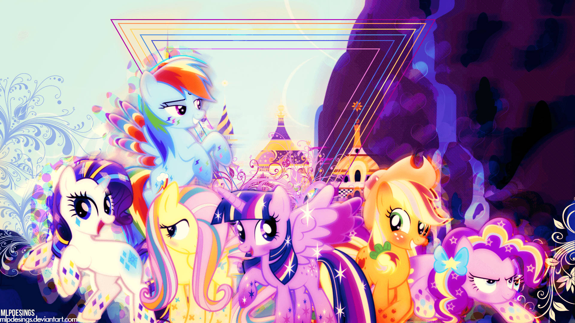 My Little Pony, rainbow manes, wings, Full HD Desktop Wallpaper