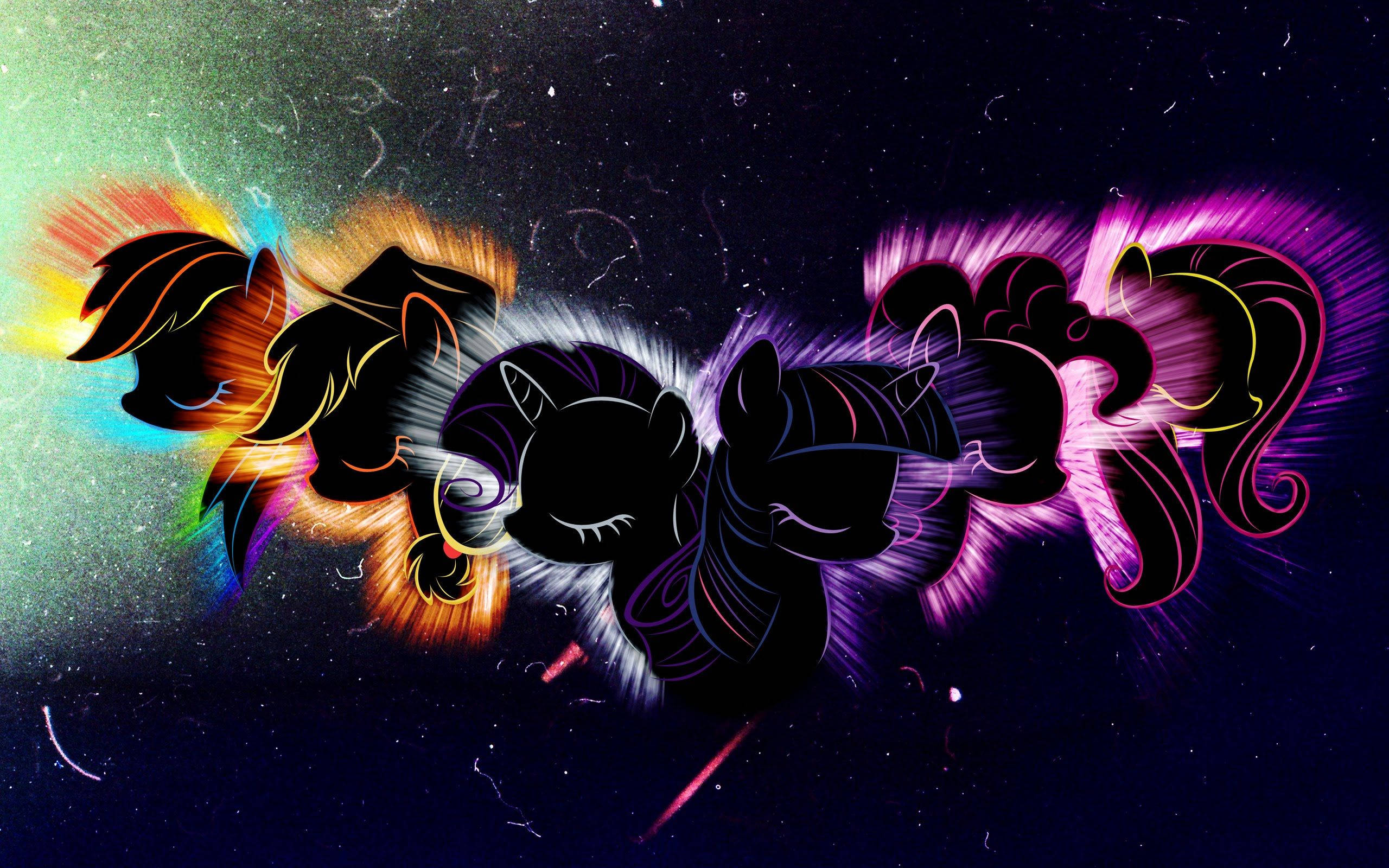 My Little Pony, neon graffiti, glowing rainbow manes, 2K Desktop Wallpaper