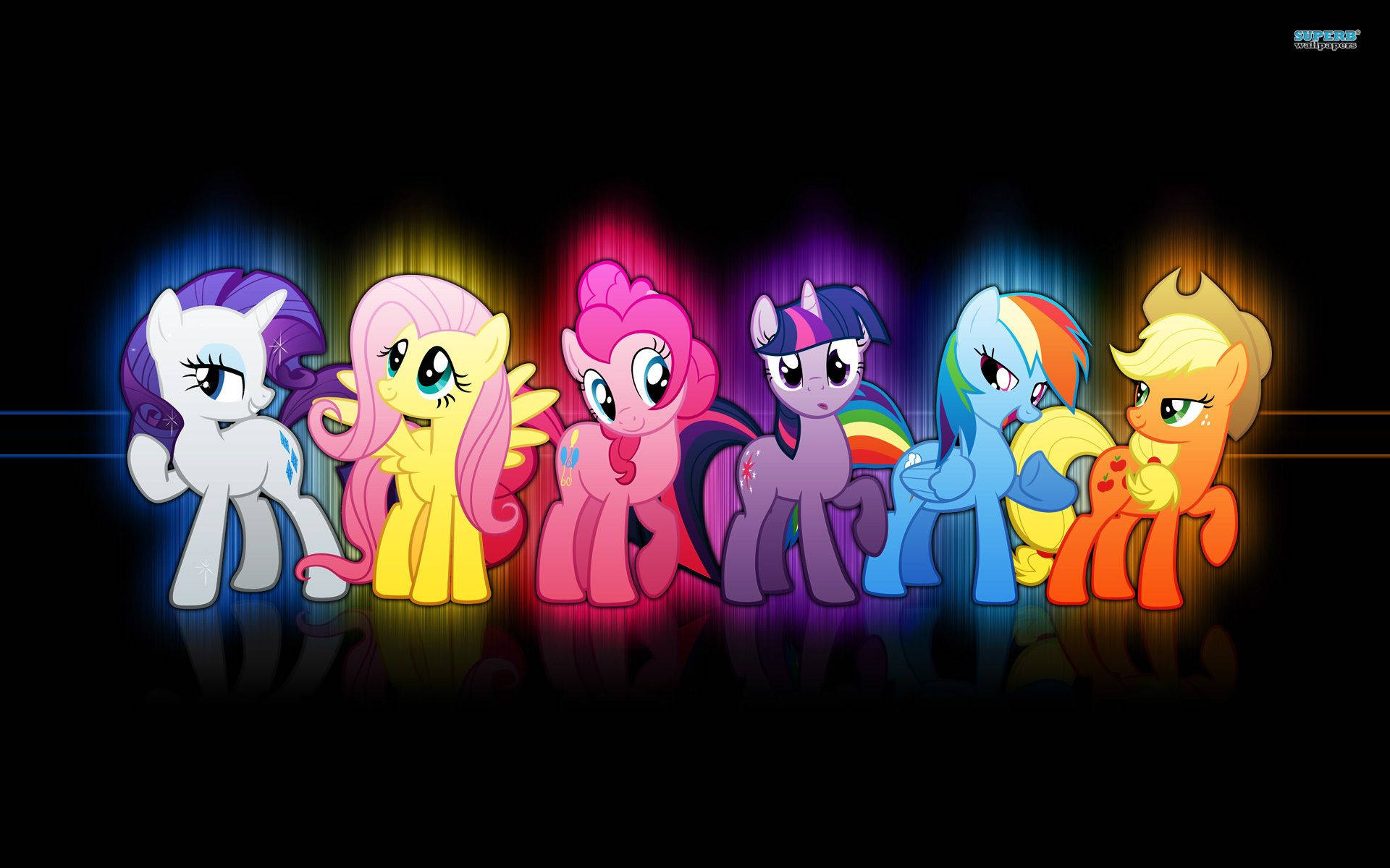 My Little Pony, neon lights, rainbow light beams, Full HD Desktop Wallpaper