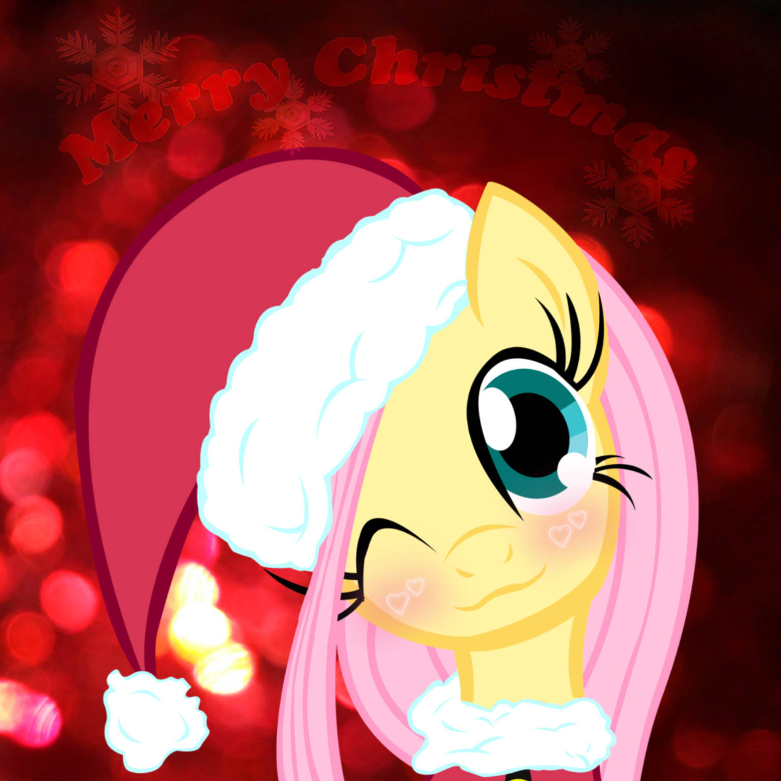 My Little Pony, Santa hat, red bokeh background, HD Desktop Wallpaper