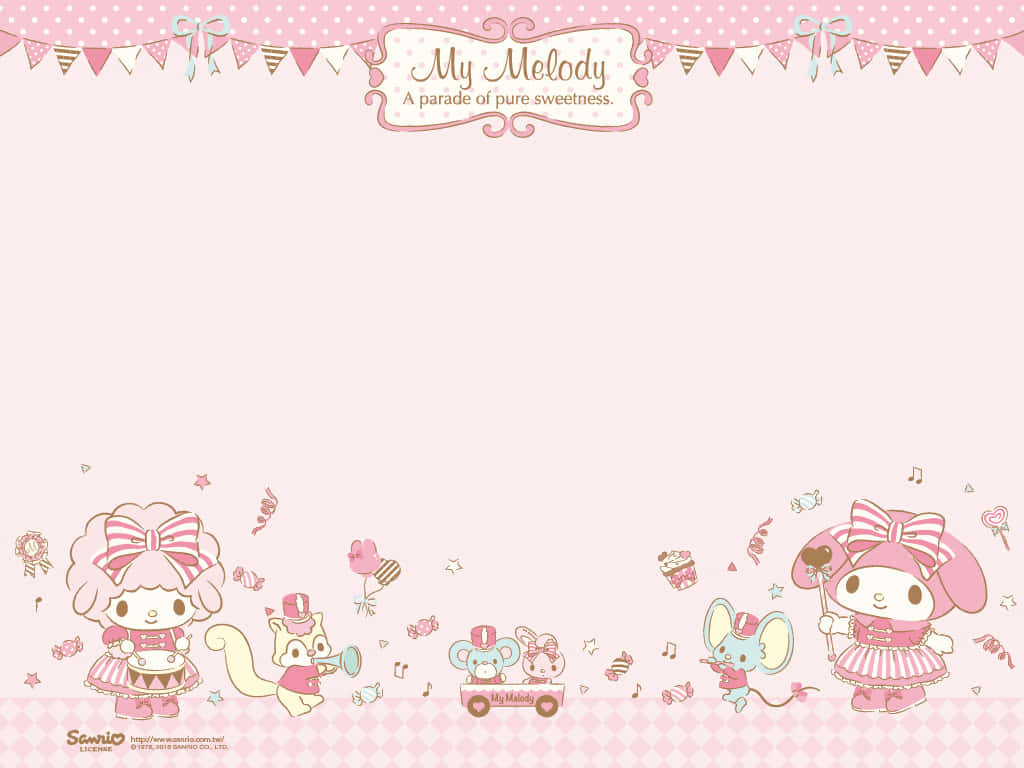 My Melody, pink, confetti, SD Desktop Wallpaper
