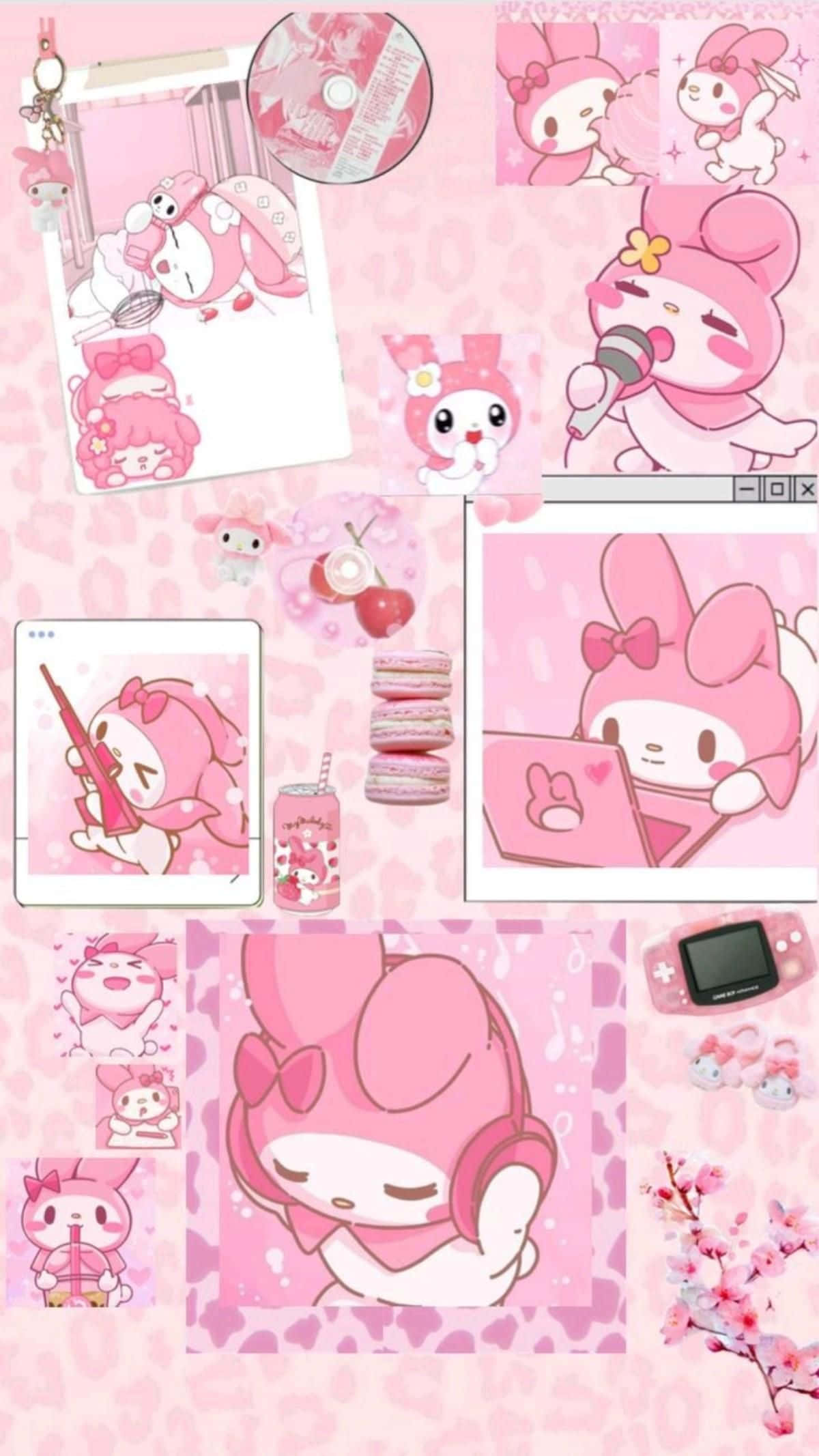 My Melody, pink, leopard print, Full HD Phone Wallpaper