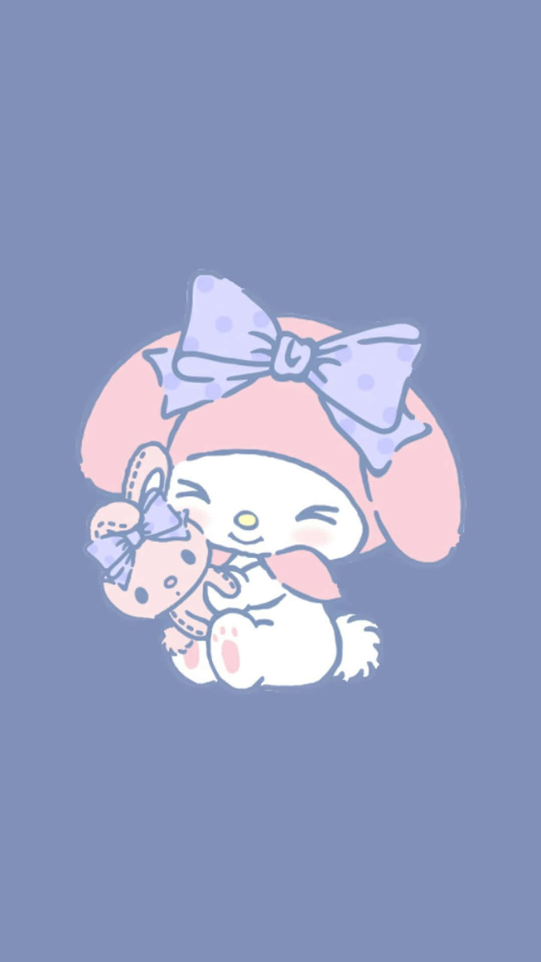 My Melody, pink ears, large blue bow, Full HD Phone Wallpaper