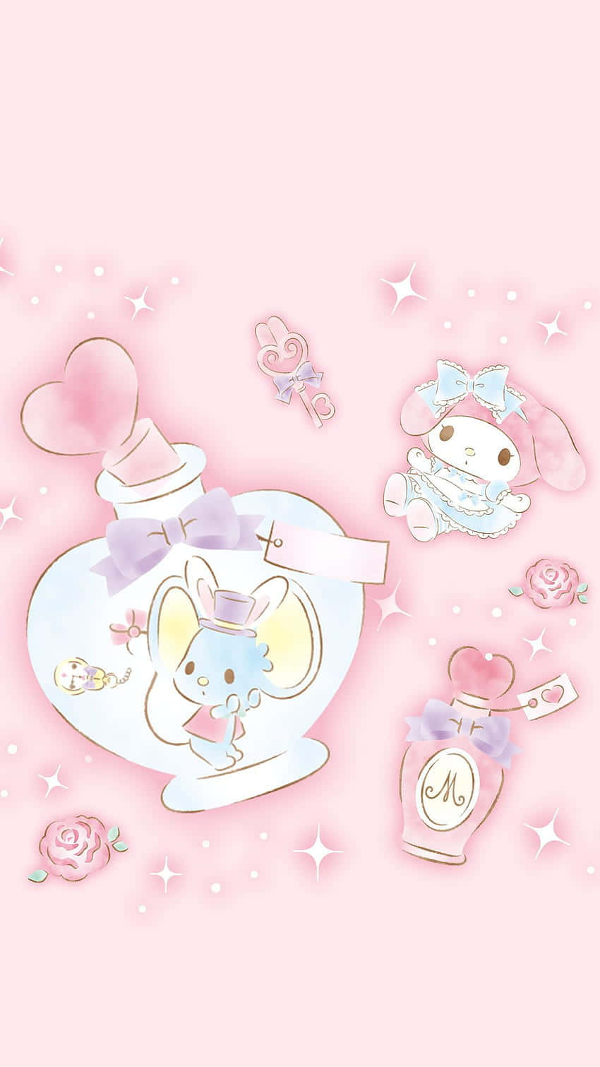My Melody, pastel pink, blue rabbit, HD Phone Wallpaper