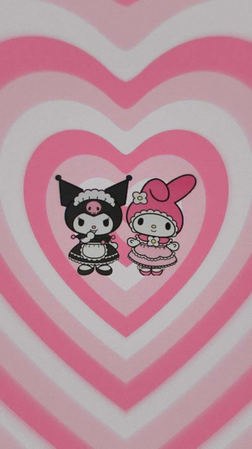 My Melody, maid outfits, layered pink and white heart pattern, HD Phone Wallpaper