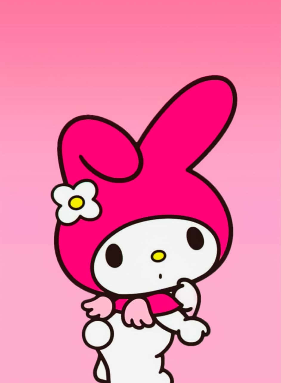 My Melody, pink hat, white flower, HD Phone Wallpaper