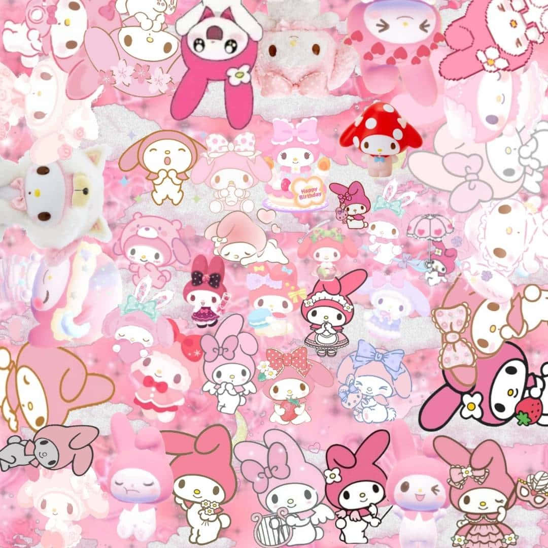My Melody, vibrant pink, glittery sparkles, SD Desktop Wallpaper