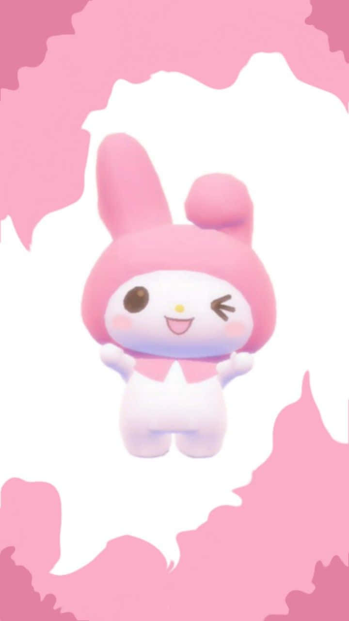 My Melody, pink bunny character, one eye closed, HD Phone Wallpaper