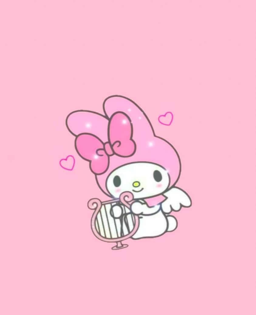 My Melody, angel wings, large bow, SD Phone Wallpaper