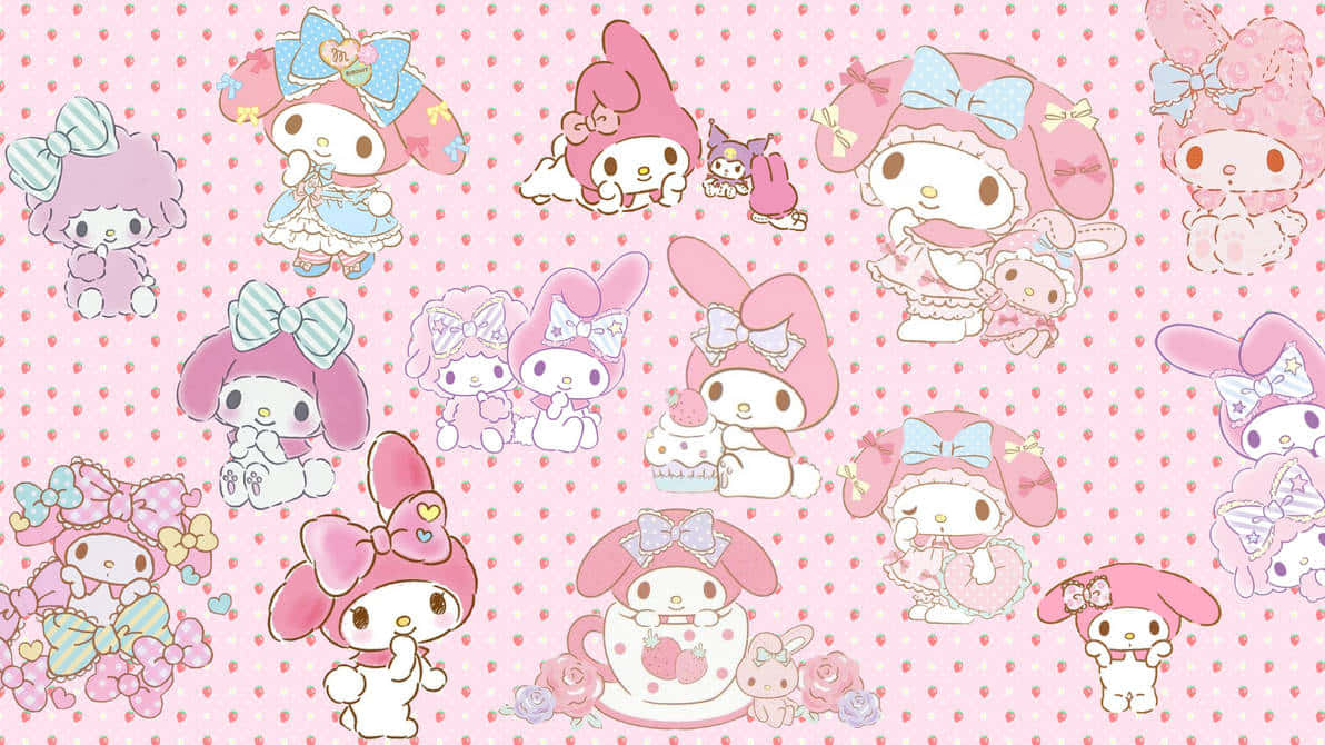 My Melody, pastel pink outfits, bows, SD Desktop Wallpaper