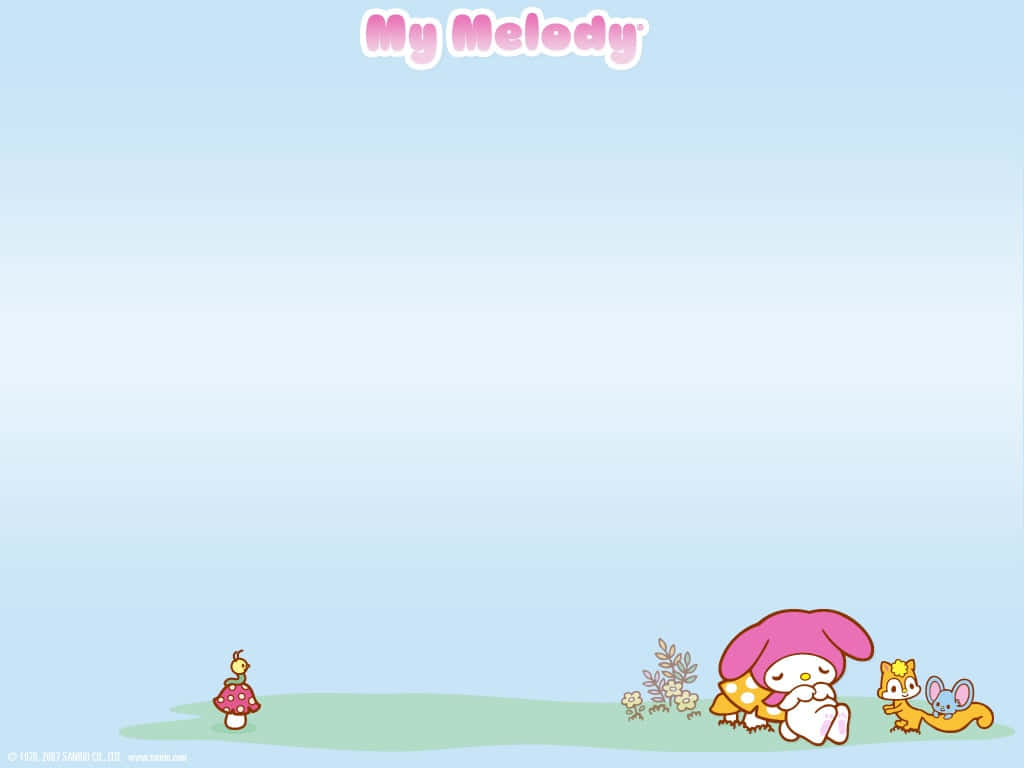 My Melody, grass patch, soft blue sky, SD Desktop Wallpaper
