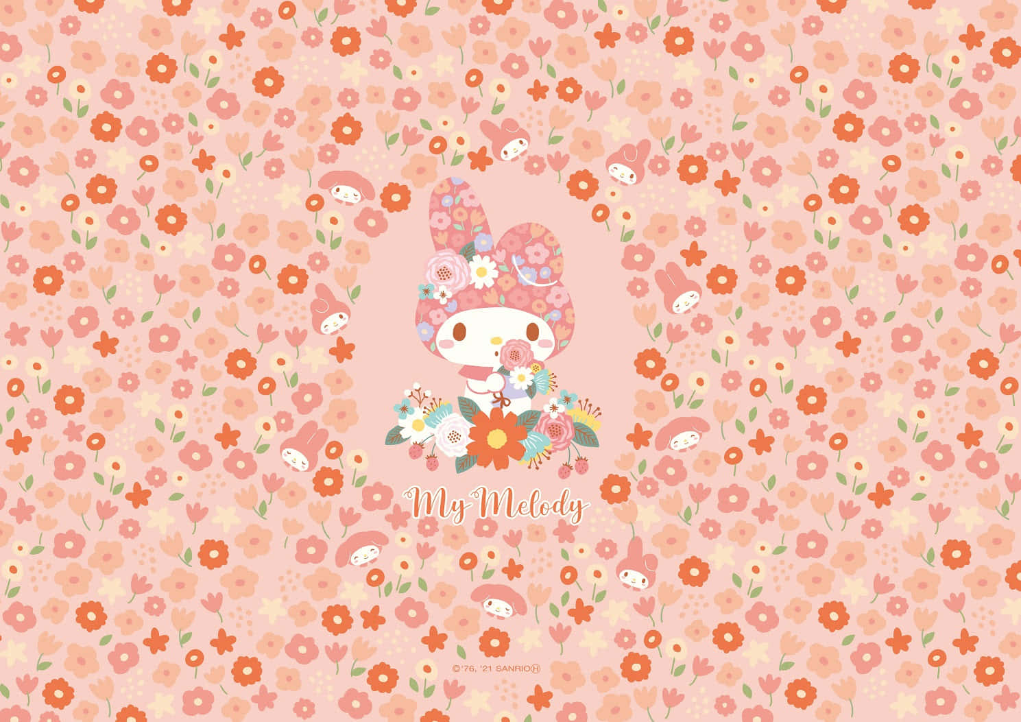 My Melody, pink, orange, HD Desktop Wallpaper