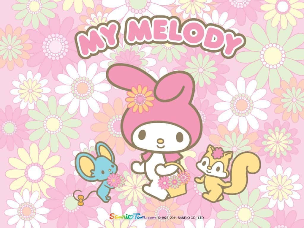 My Melody, pink rabbit, blue mouse, SD Desktop Wallpaper