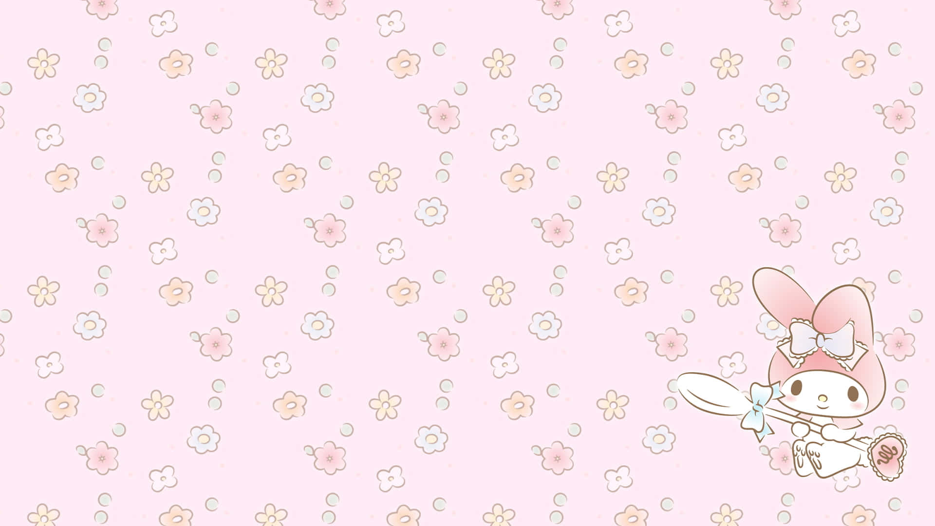 My Melody, pink bunny, pastel pink wallpaper, Full HD Desktop Wallpaper