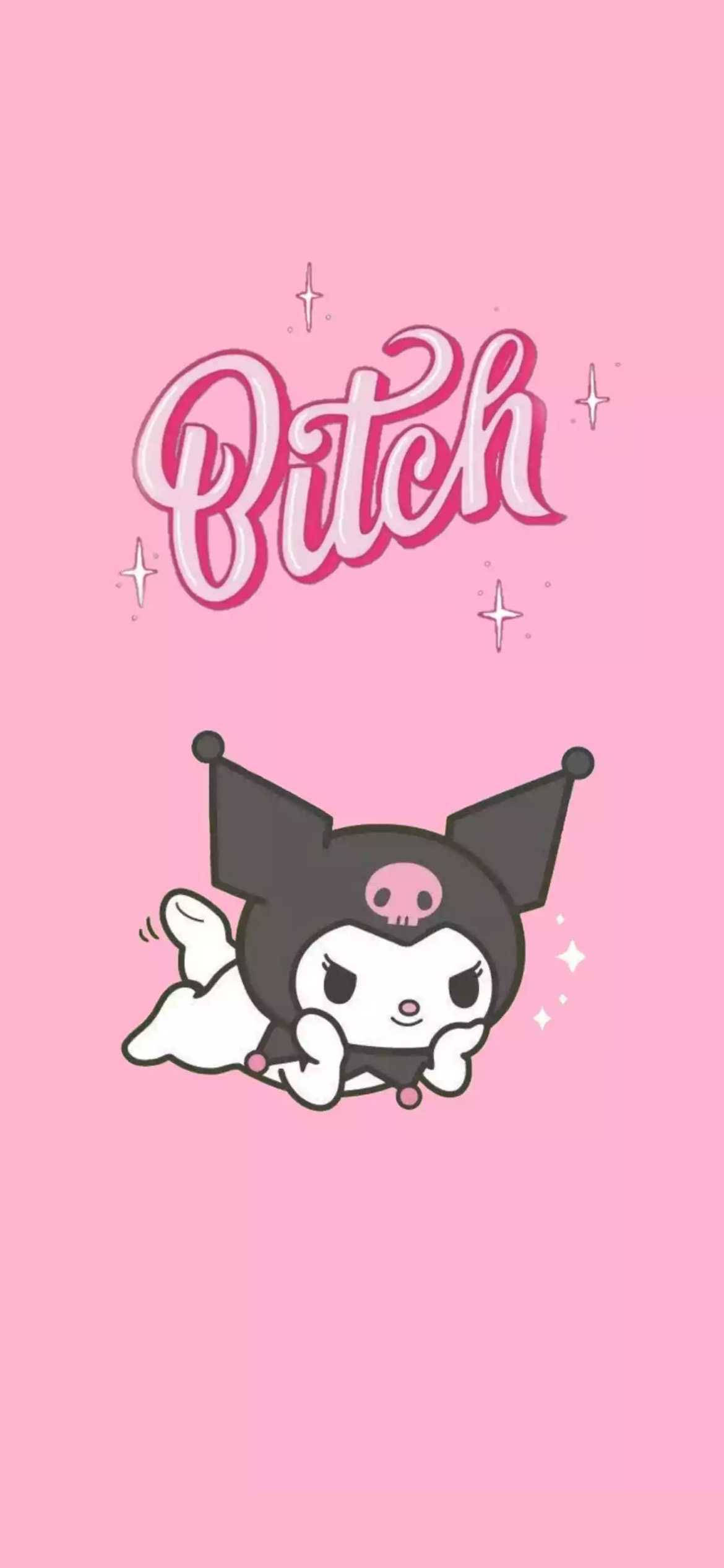 My Melody Kuromi, skull motif, pink background, Full HD Phone Wallpaper