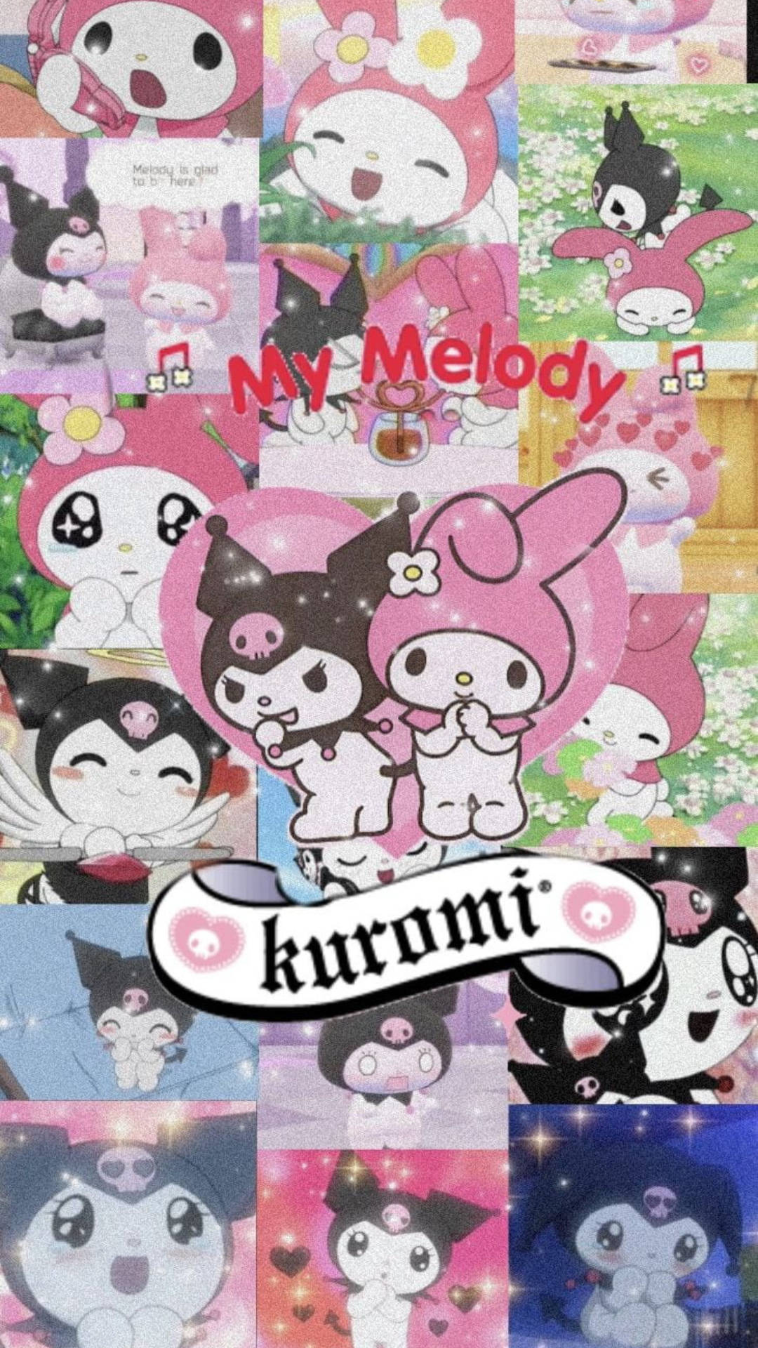 My Melody, Kuromi, pink floral scenes, Full HD Phone Wallpaper