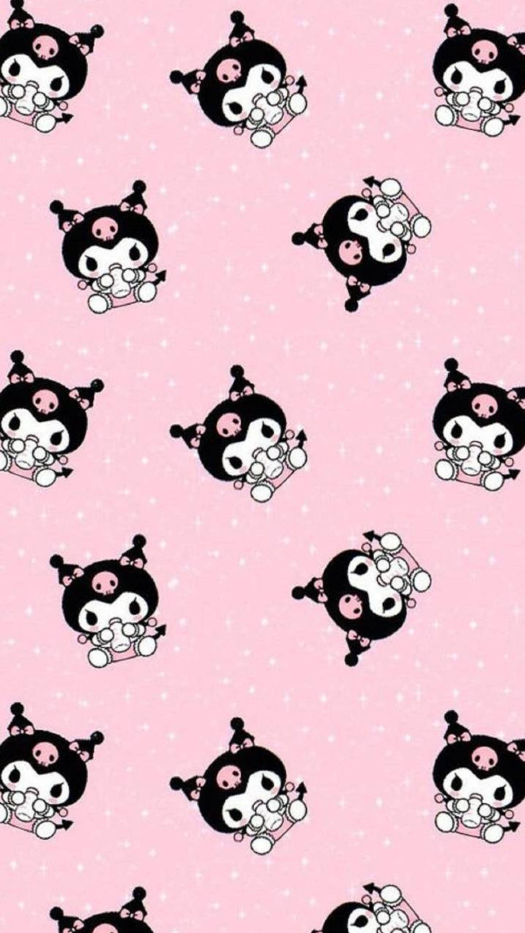My Melody Kuromi, Kuromi, soft pink background, Full HD Phone Wallpaper