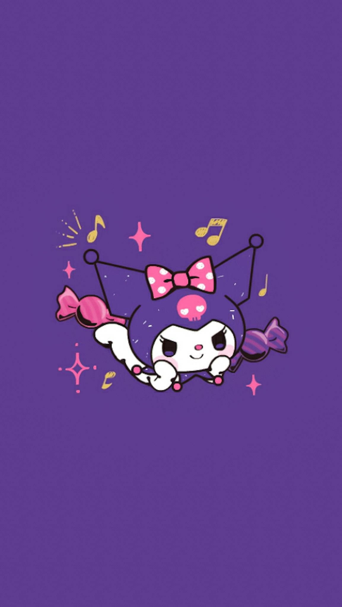 My Melody Kuromi, Violet, pink bow, Full HD Phone Wallpaper