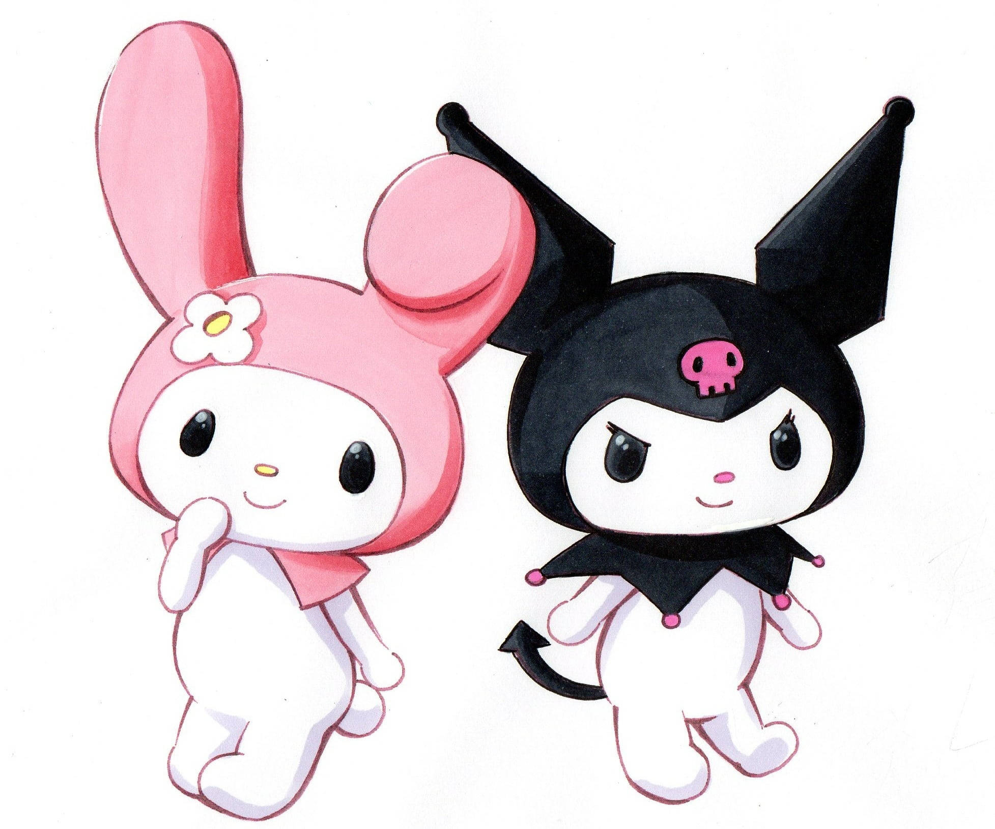 My Melody, Kuromi, pink, Full HD Desktop Wallpaper
