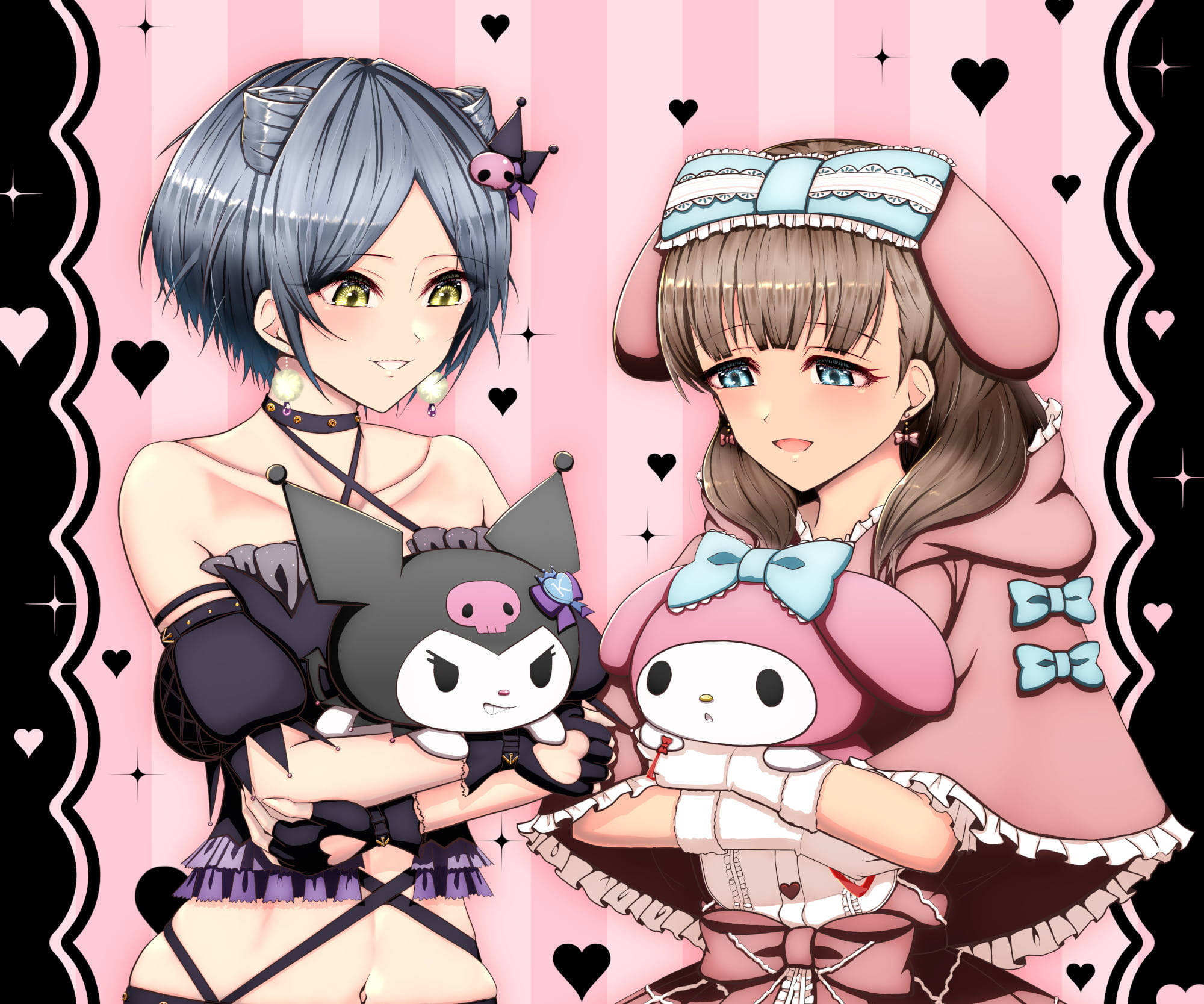 My Melody, Kuromi, Lolita girls, Full HD Desktop Wallpaper