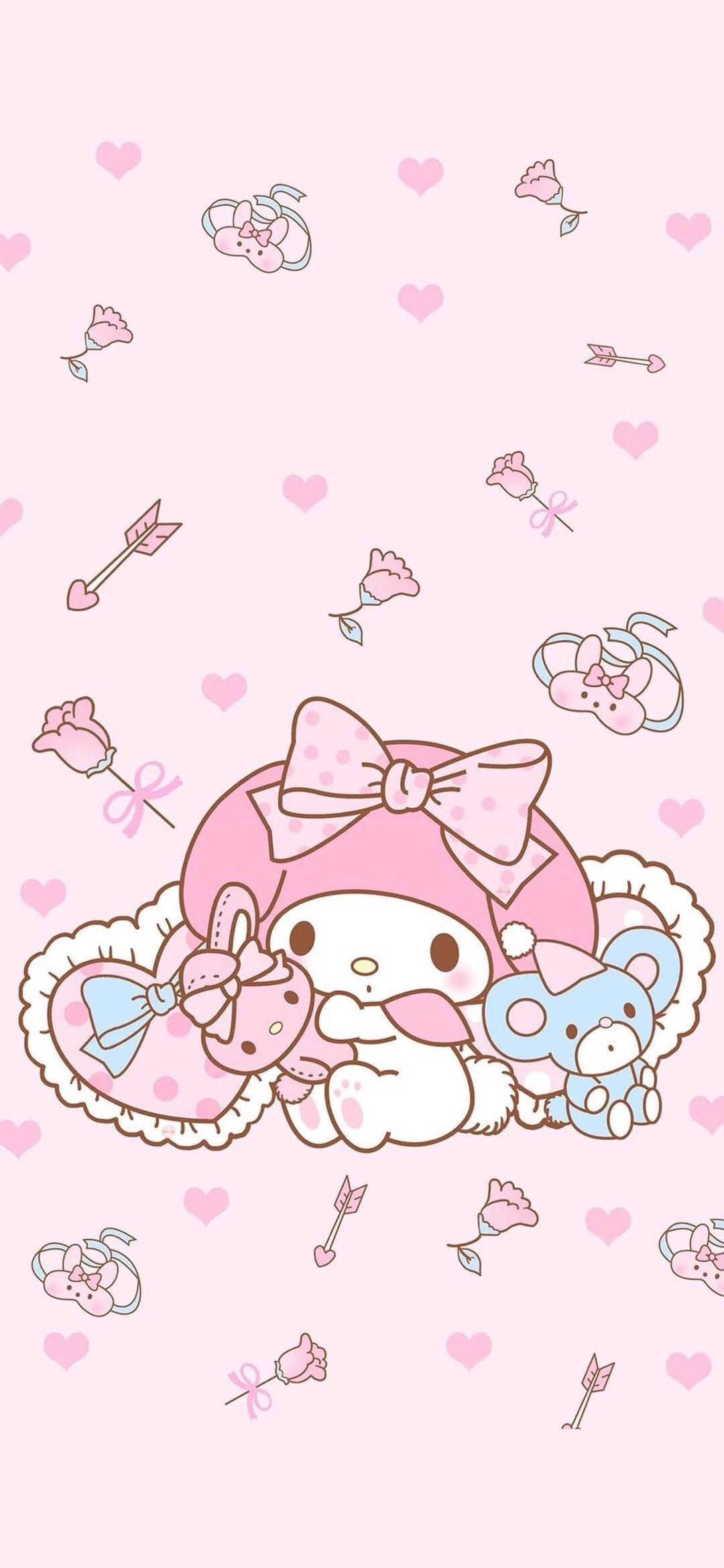 My Melody, white rabbit, pink bow, Full HD Phone Wallpaper