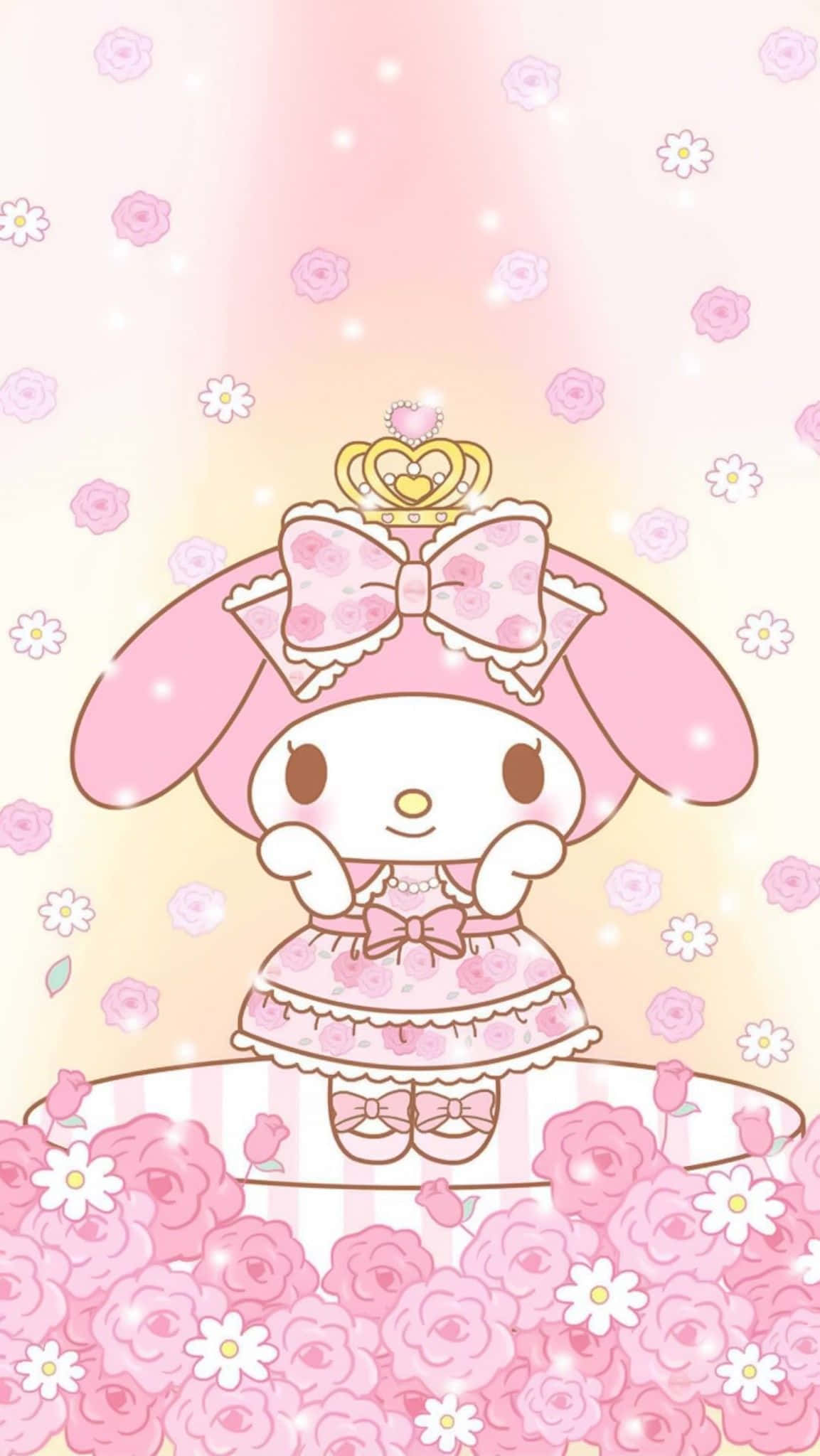My Melody, pink flowers, floral dress, Full HD Phone Wallpaper